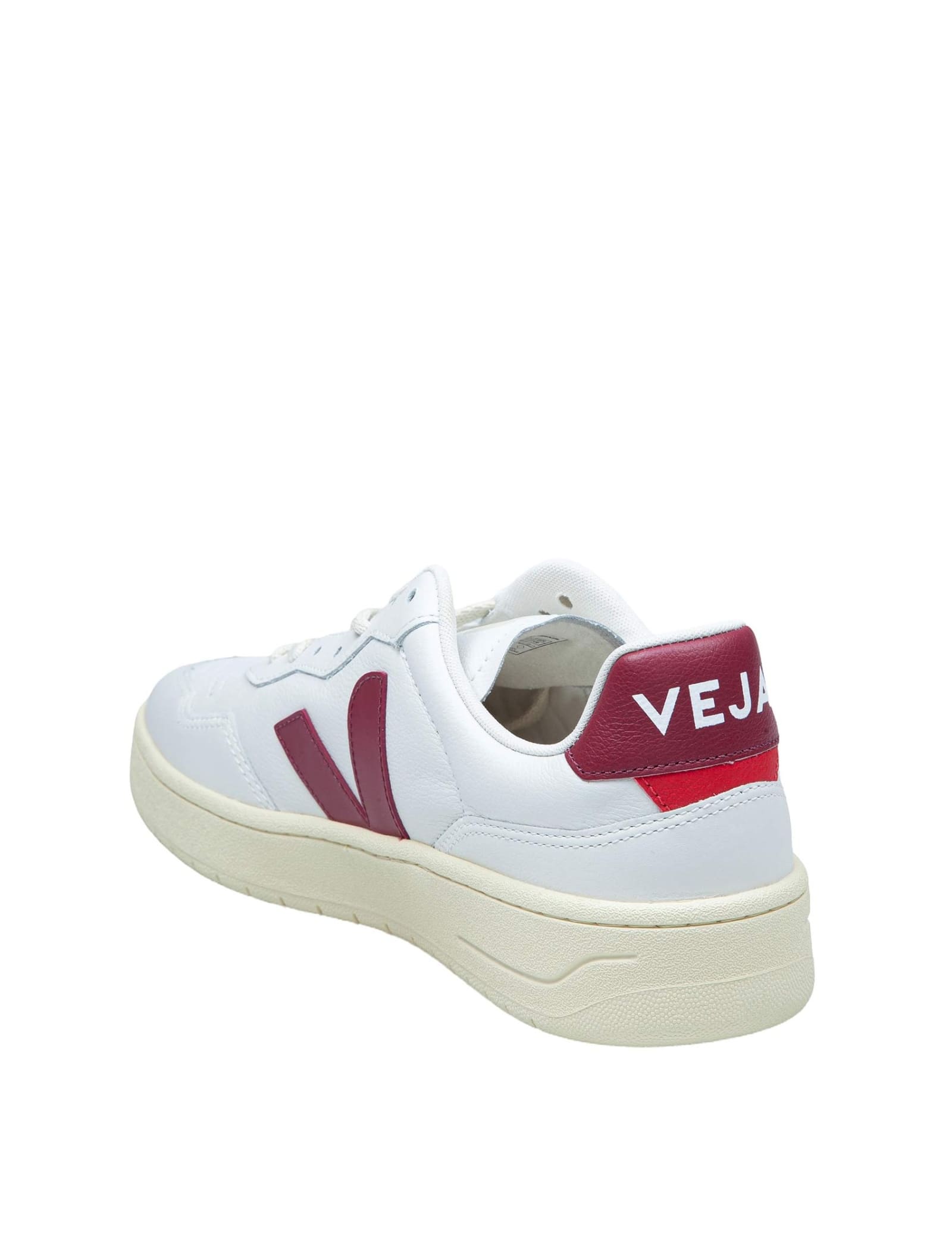 Veja Sneakers V-10 In White And Marsala Leather In White