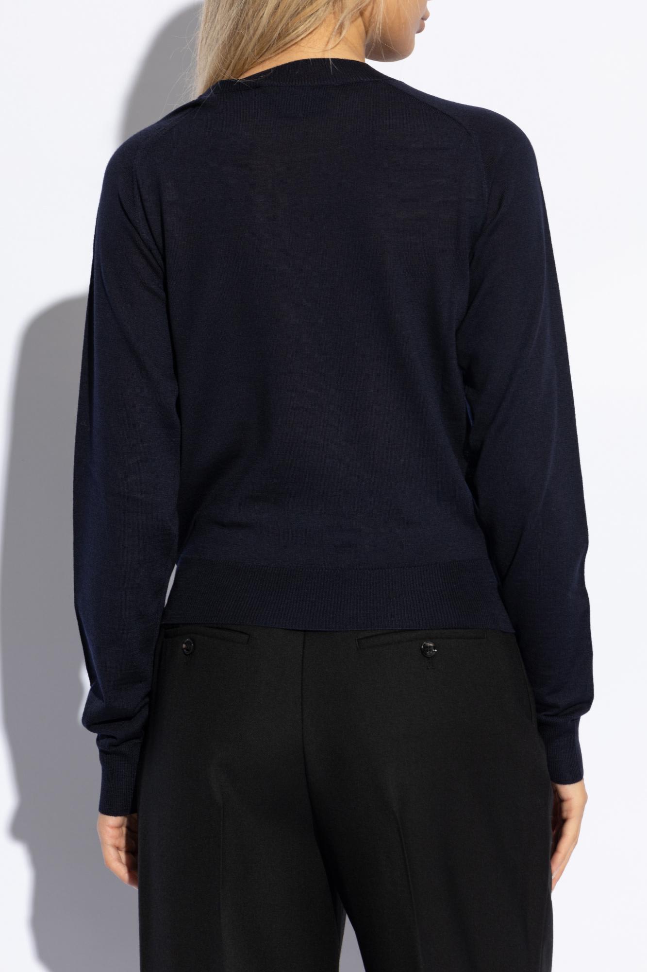 Shop Ami Alexandre Mattiussi Wool Sweater In Bleu Nuit