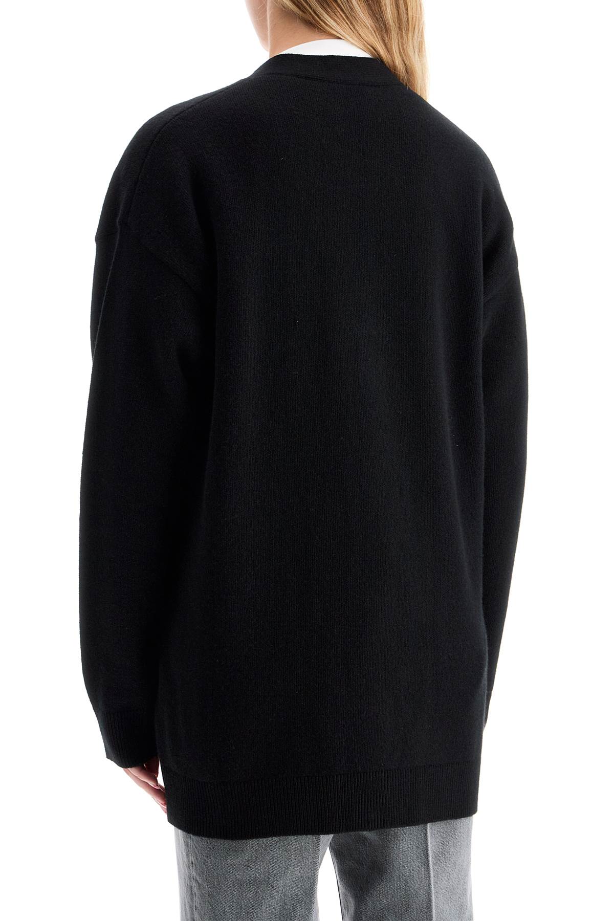 Shop Versace Boxy Wool And Cashmere Cardigan In Black (black)