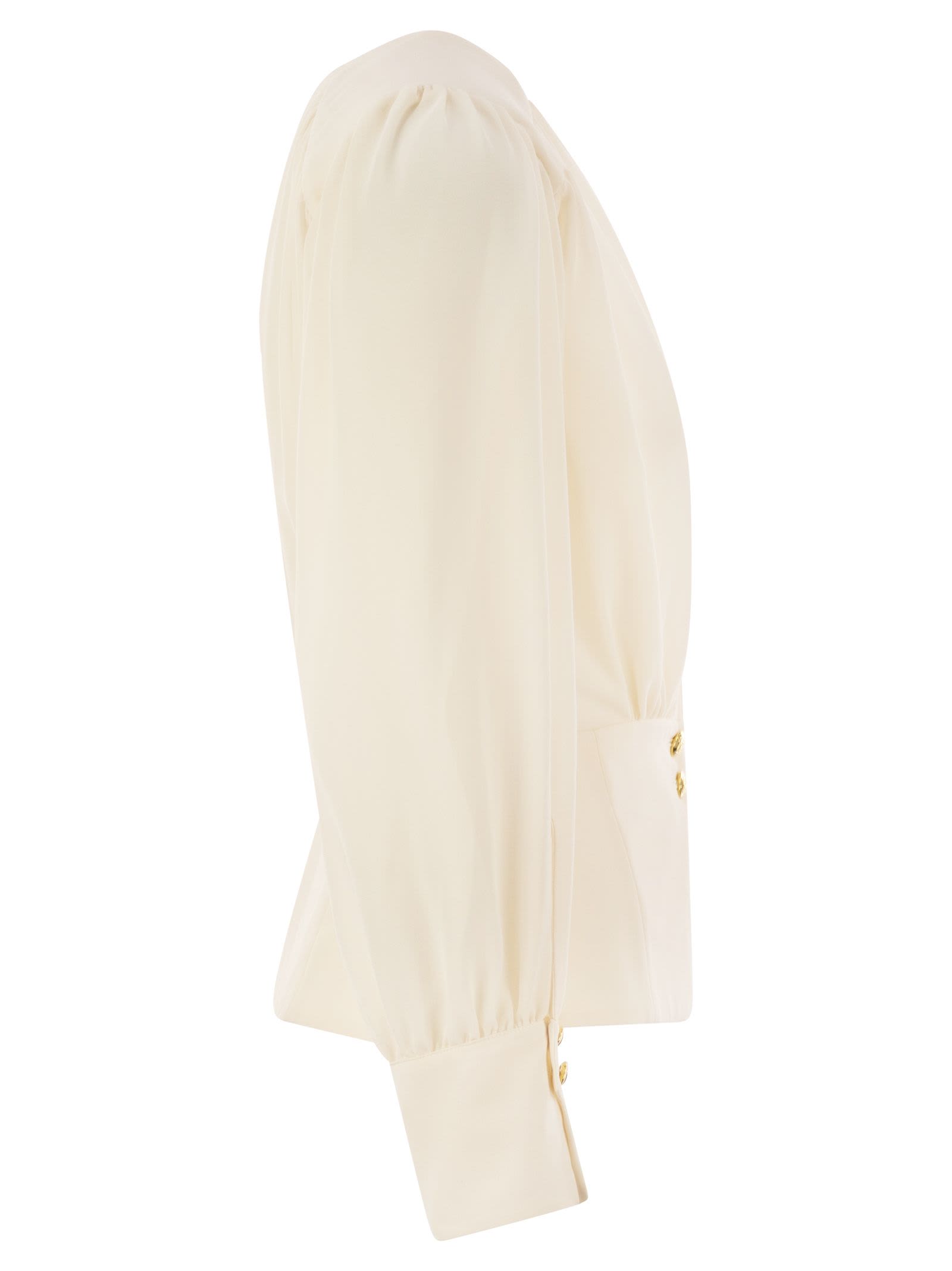 Shop Elisabetta Franchi Georgette Blouse With Basque In Butter