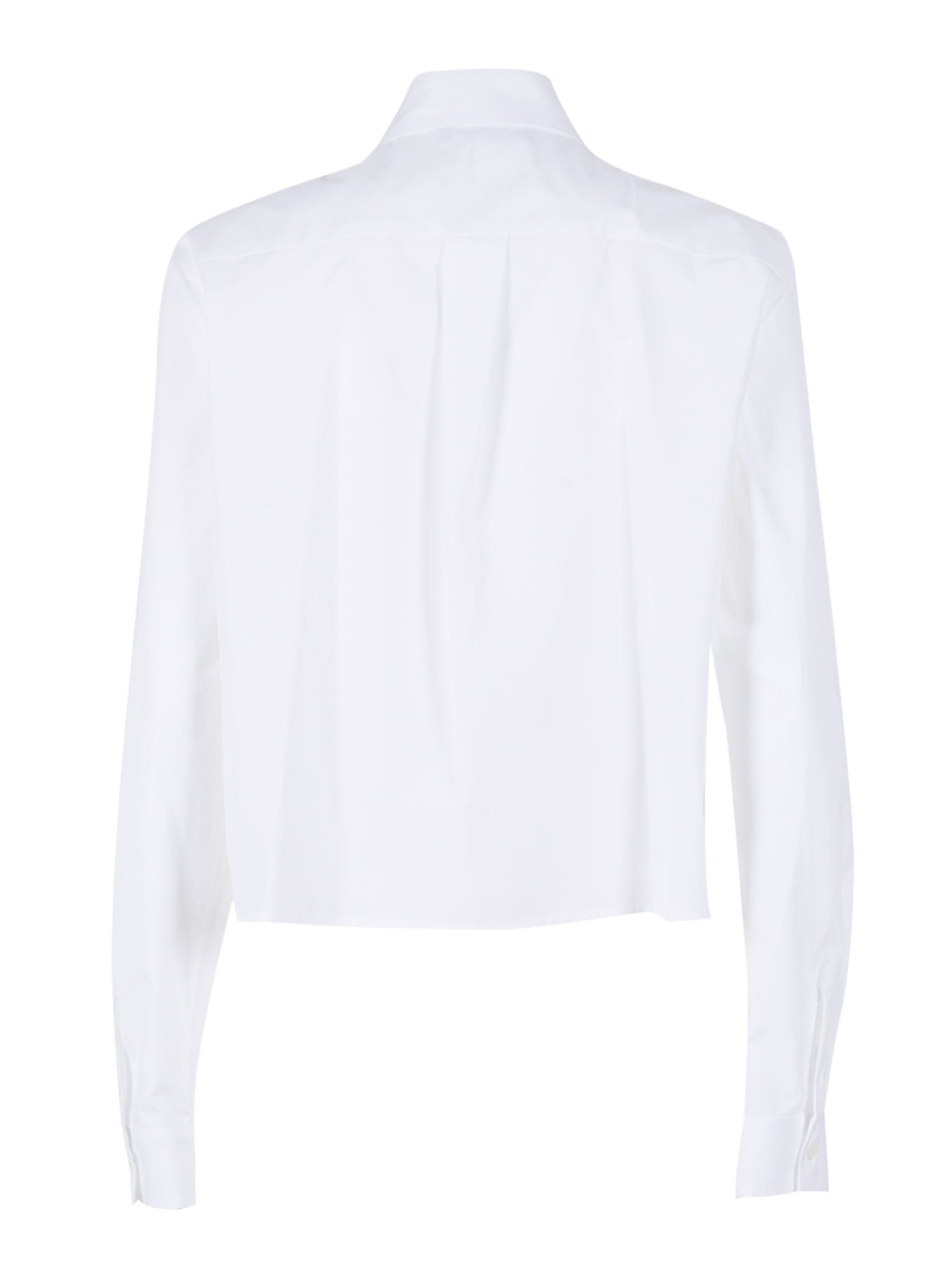 Fabiana Filippi Poplin Cropped Shirt With Pepita Embroidery On Collar In White