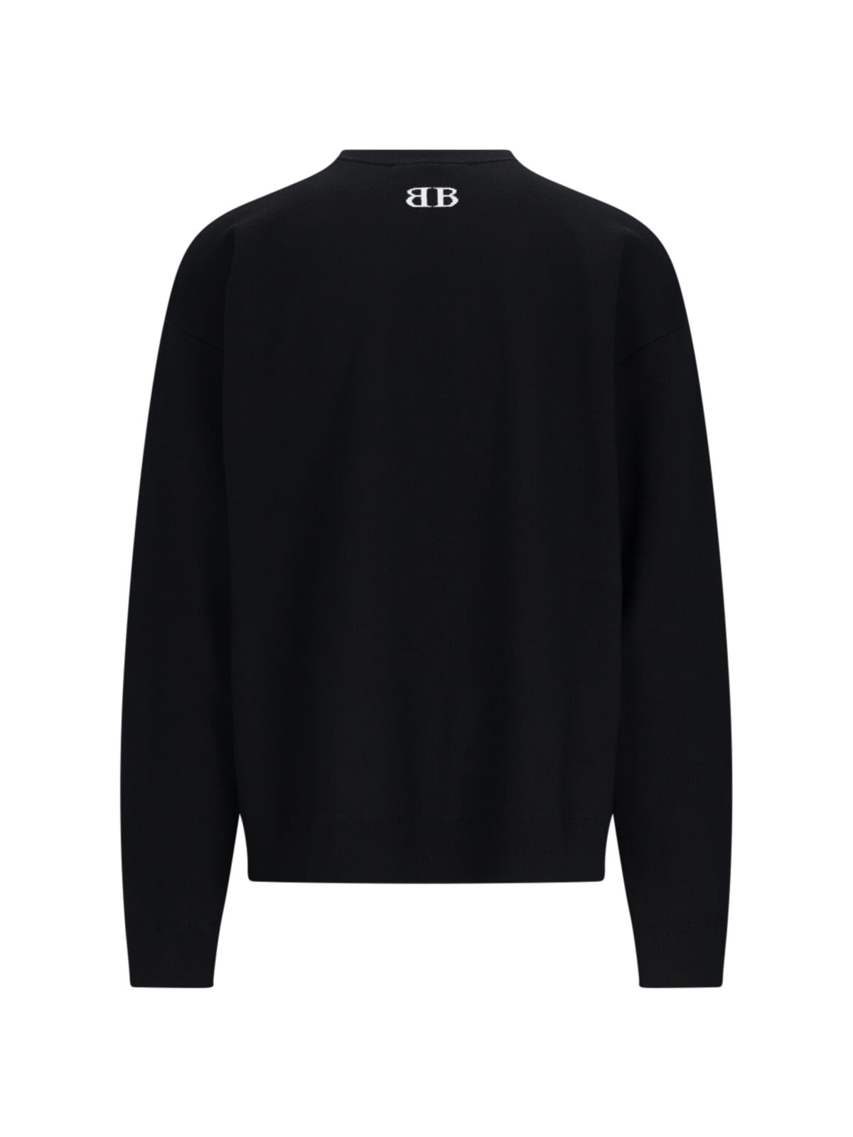 Balenciaga Black Wool Blend Oversize Sweater In Blackwhite