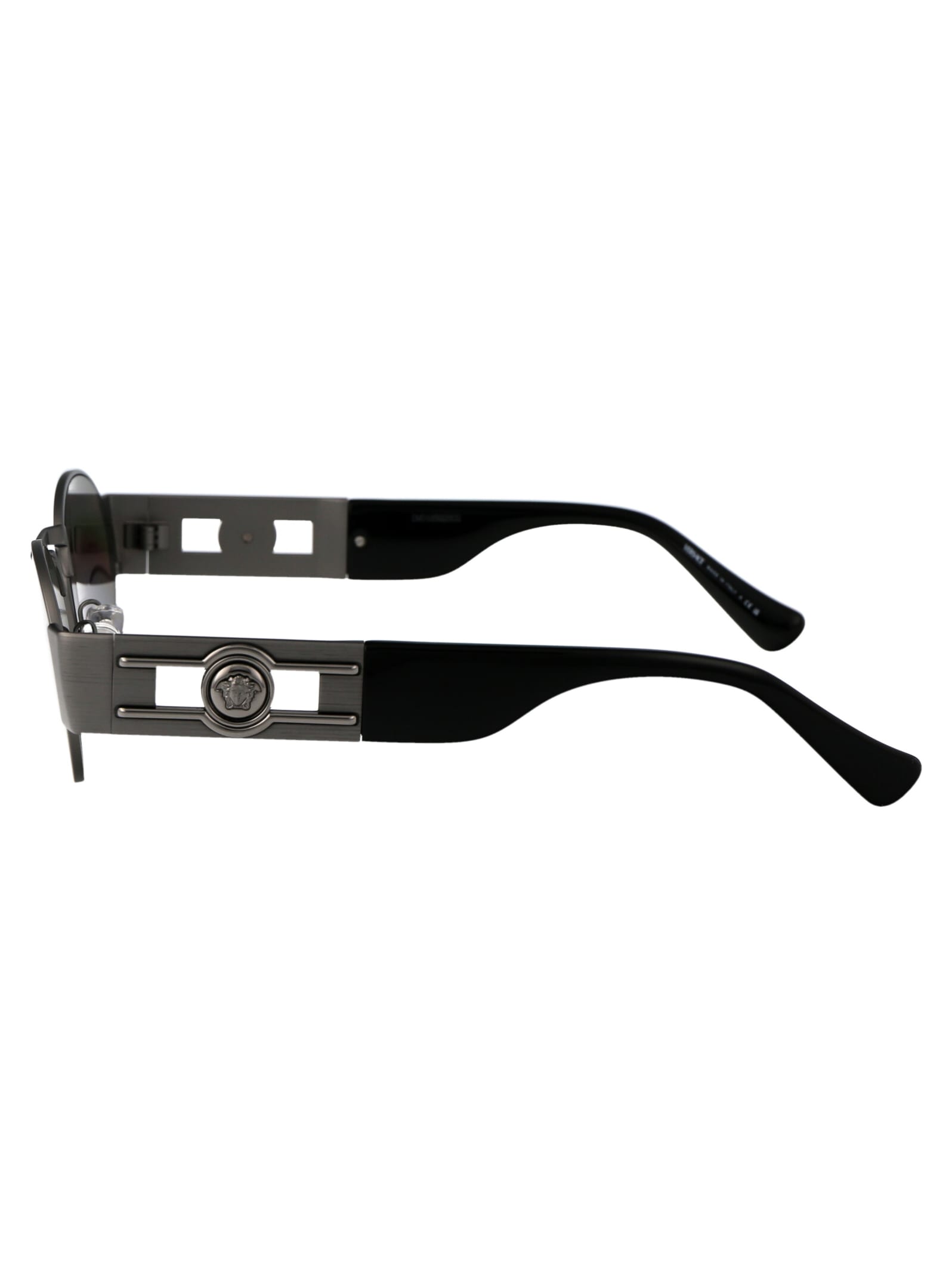 Versace Matte Gunmetal Metal Sunglasses In Gold