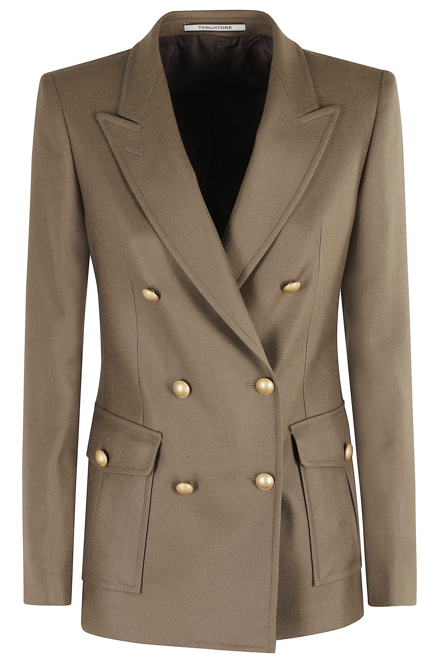 Tagliatore Double-breasted Tailored Wool Jacket With Notch Lapel In Gold