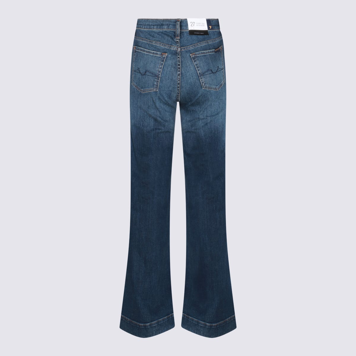 Shop 7 For All Mankind Dark Blue Cotton Blend Jeans In Retro