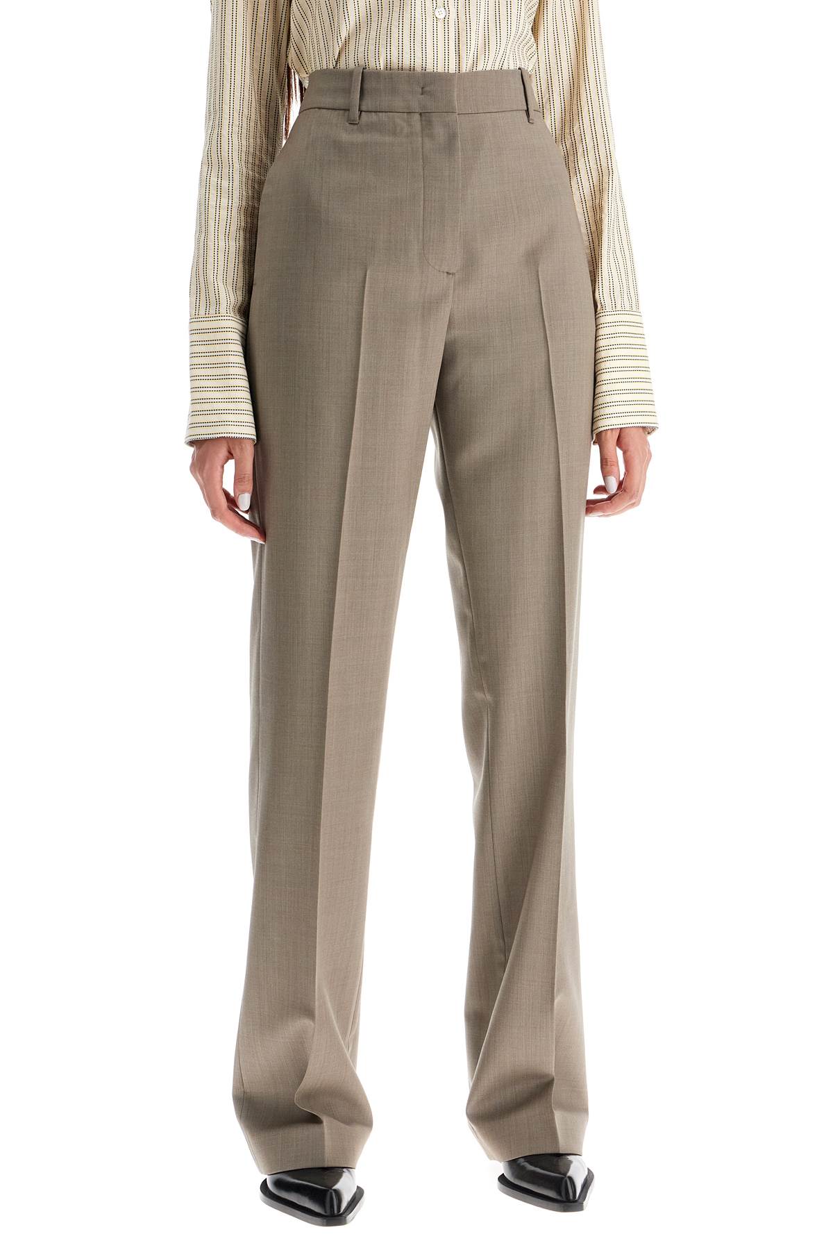 Shop Golden Goose Lightweight Tailored Wool Trousers In Fallen Rock