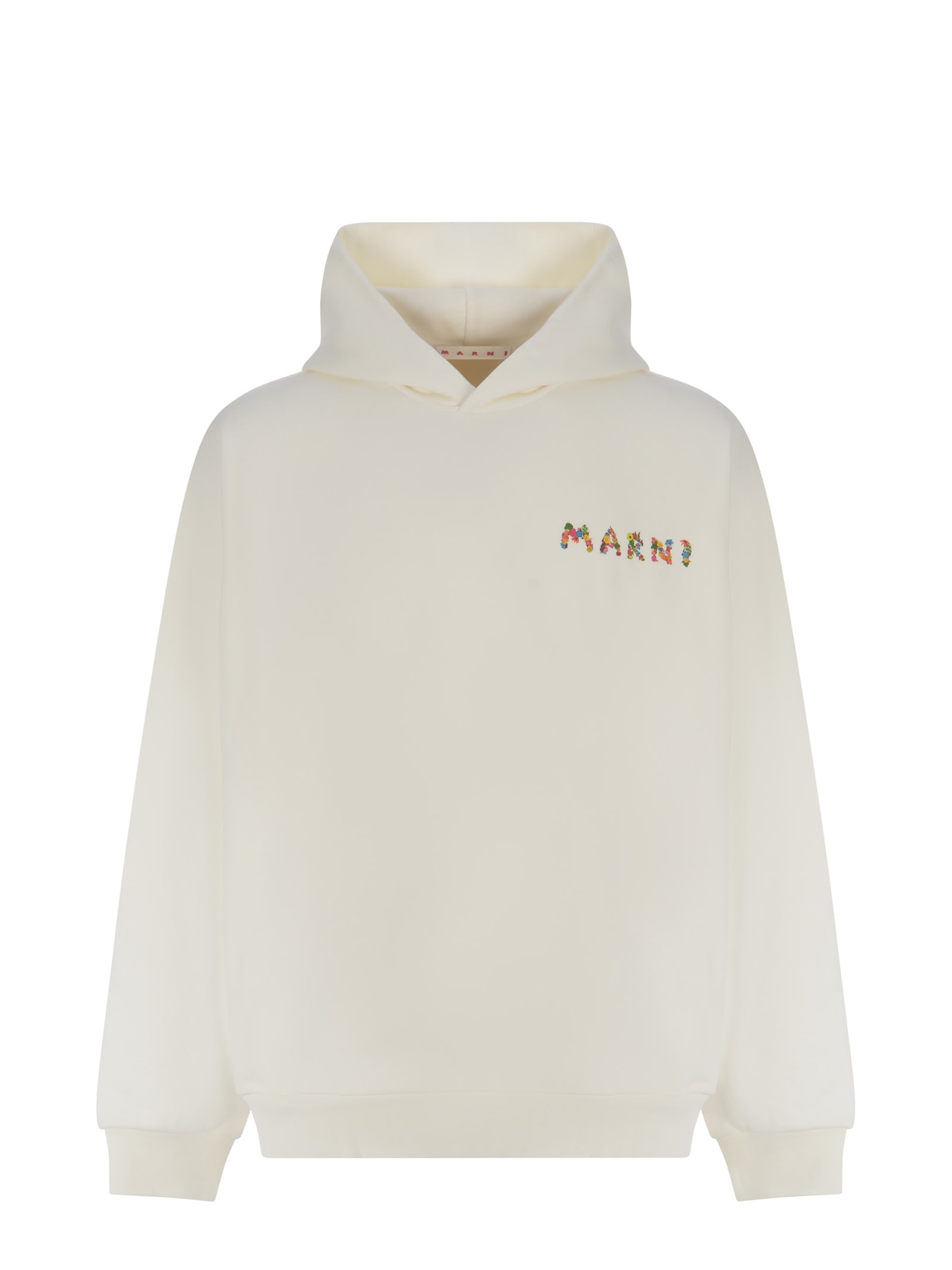 Shop Marni Hooded Sweatshirt  Made Of Cotton In Beige