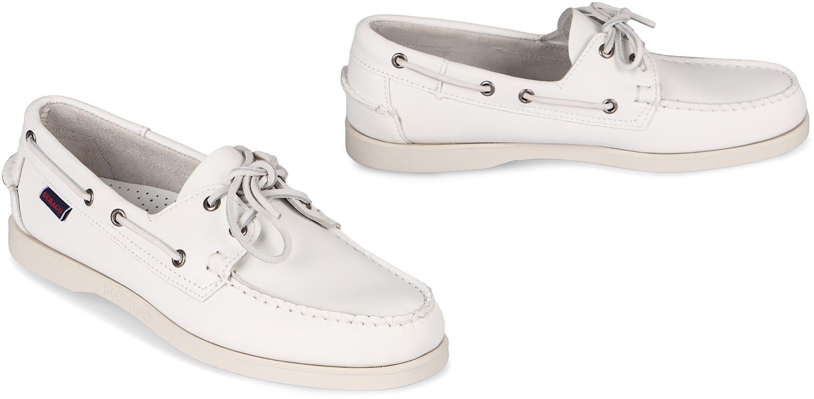 Sebago Portland Loafers In White Leather In White