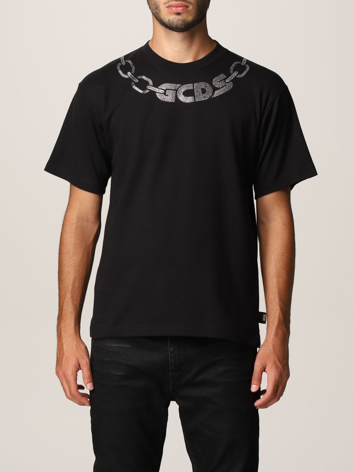 Gcds T-shirt Gcds Cotton T-shirt With Rhinestone Logo