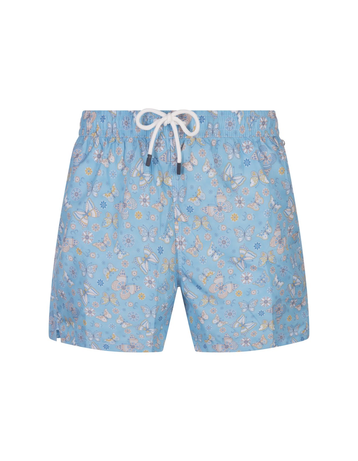 Sky Blue Swim Shorts With Butterfly Print