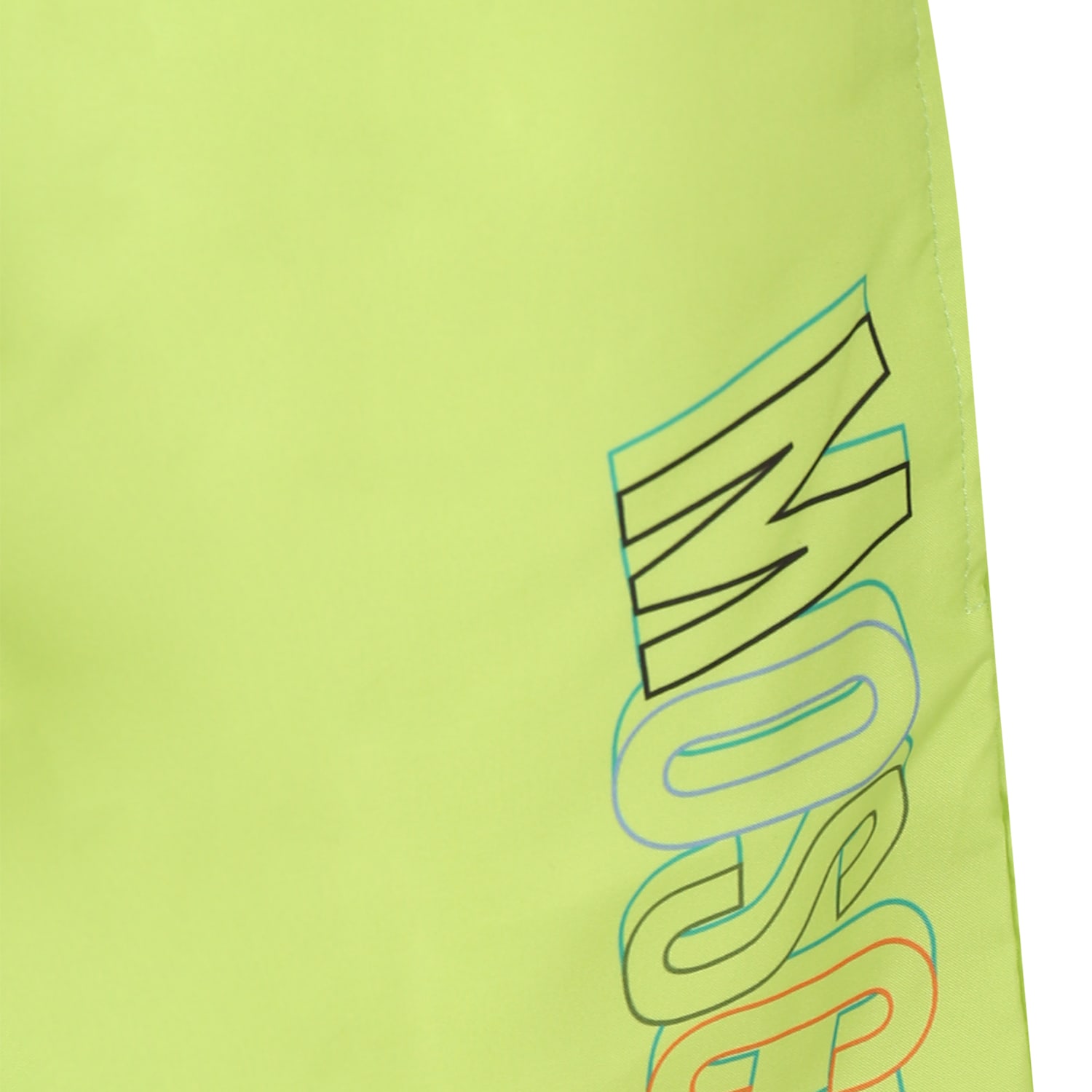 Shop Moschino Yellow Swim Shorts For Boy With Logo