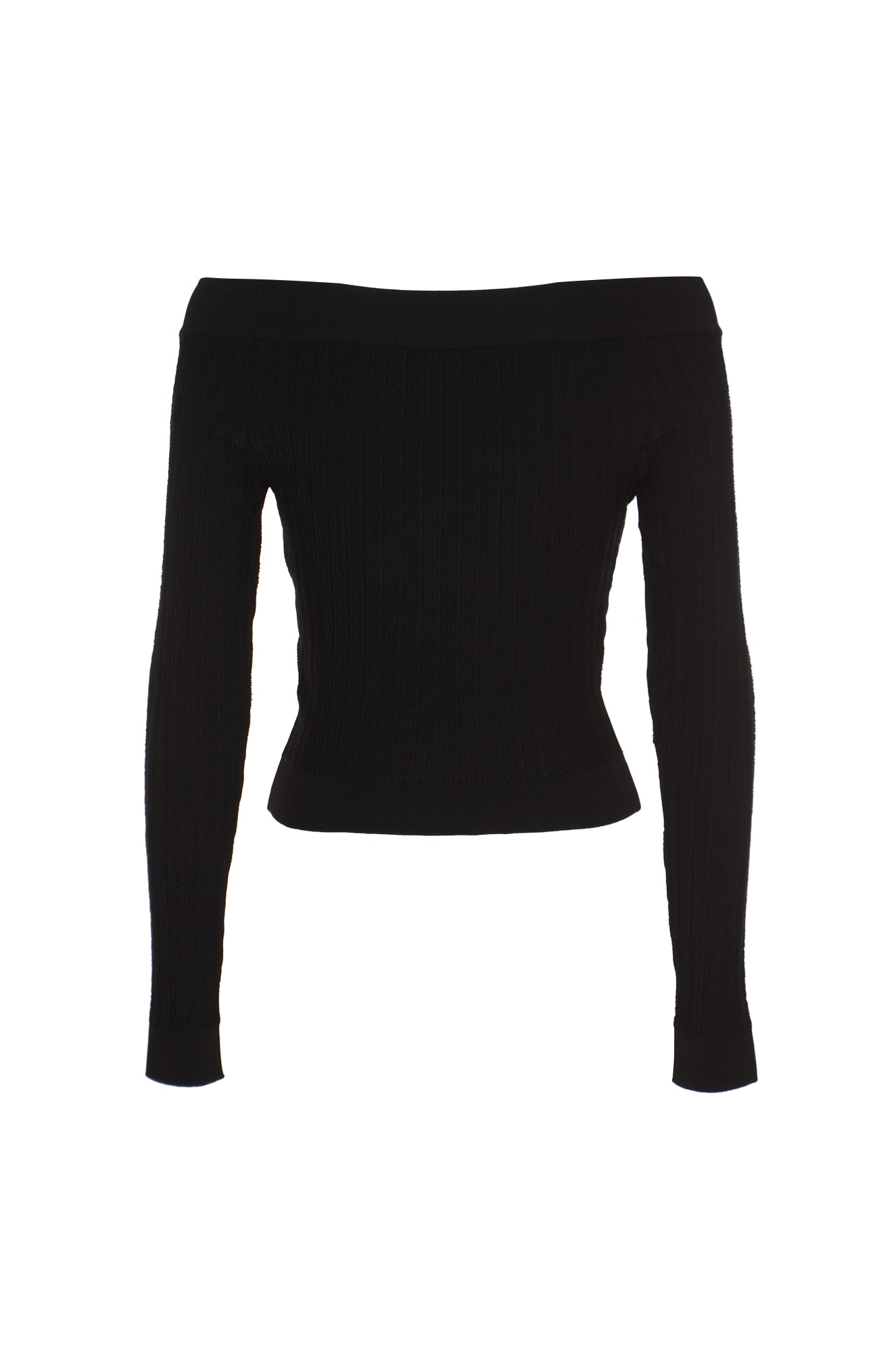 Shop Alberta Ferretti Off-shoulder Longsleeved Knit Top In Black