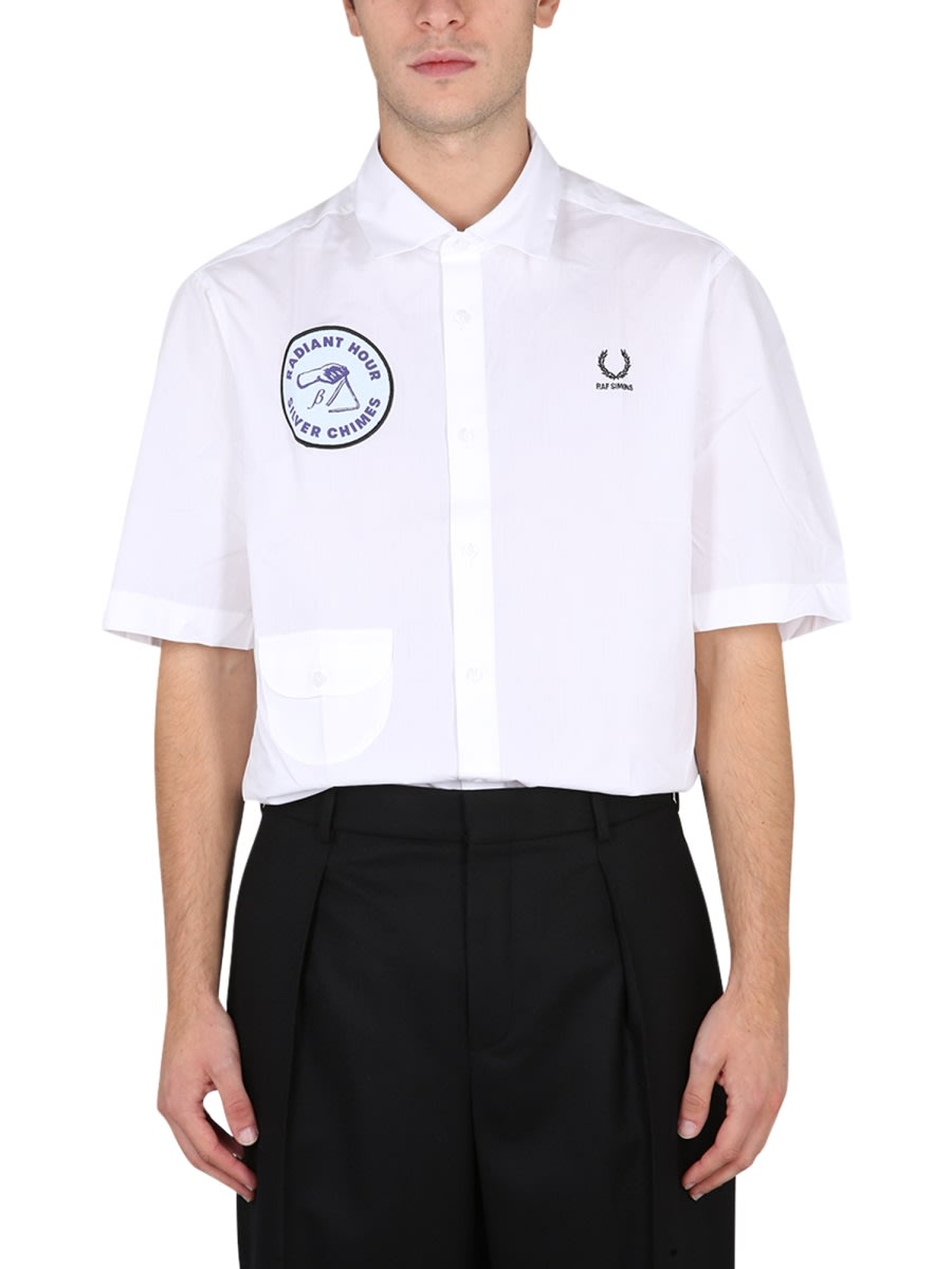 Shop Fred Perry Shirt With Patch In White