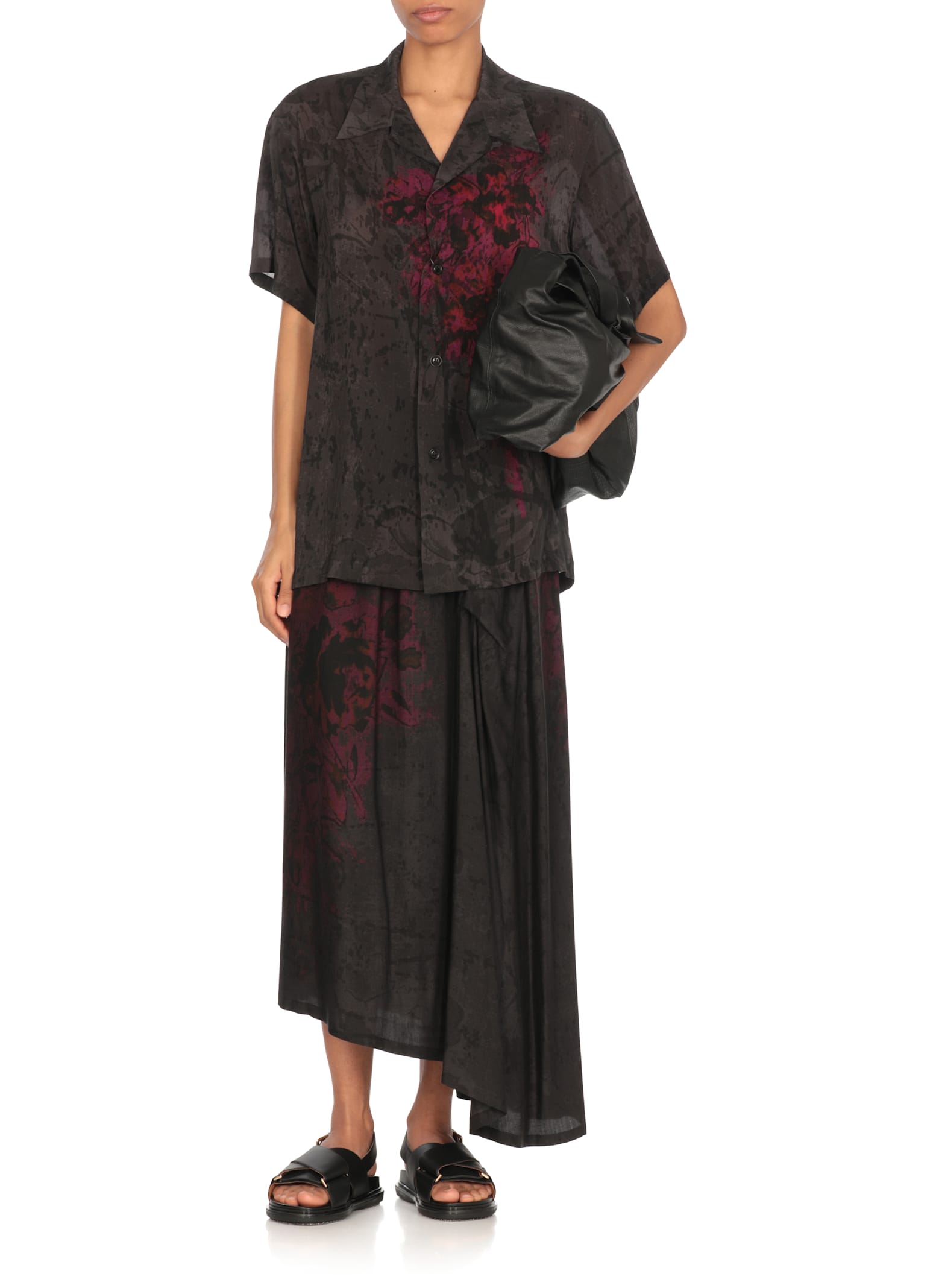 Y's Black Skirt With Print In Black