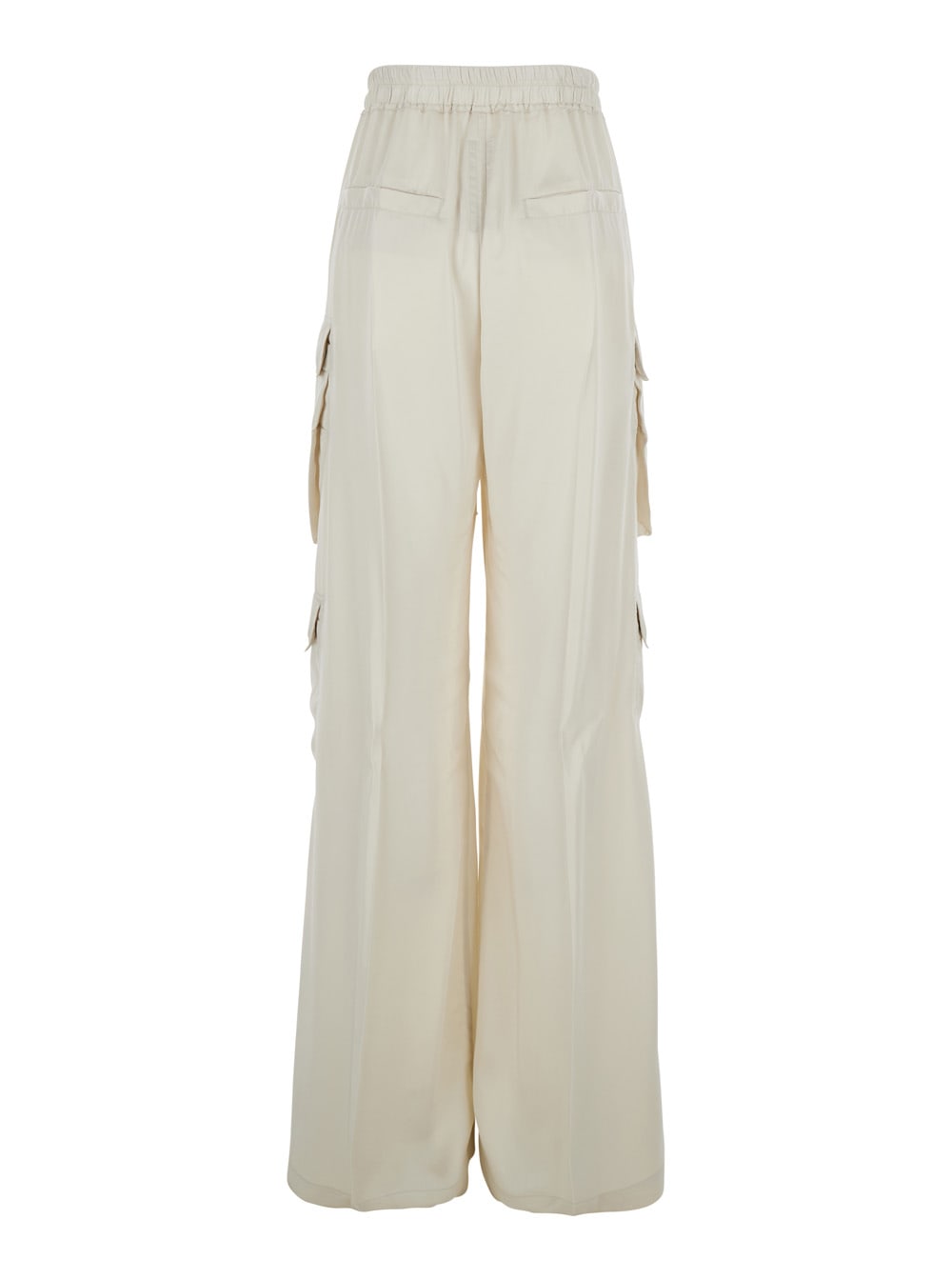 Rick Owens Cargobelas White Pants With Patched Cargo Pockets In Acetate And Viscose Blend Woman In White