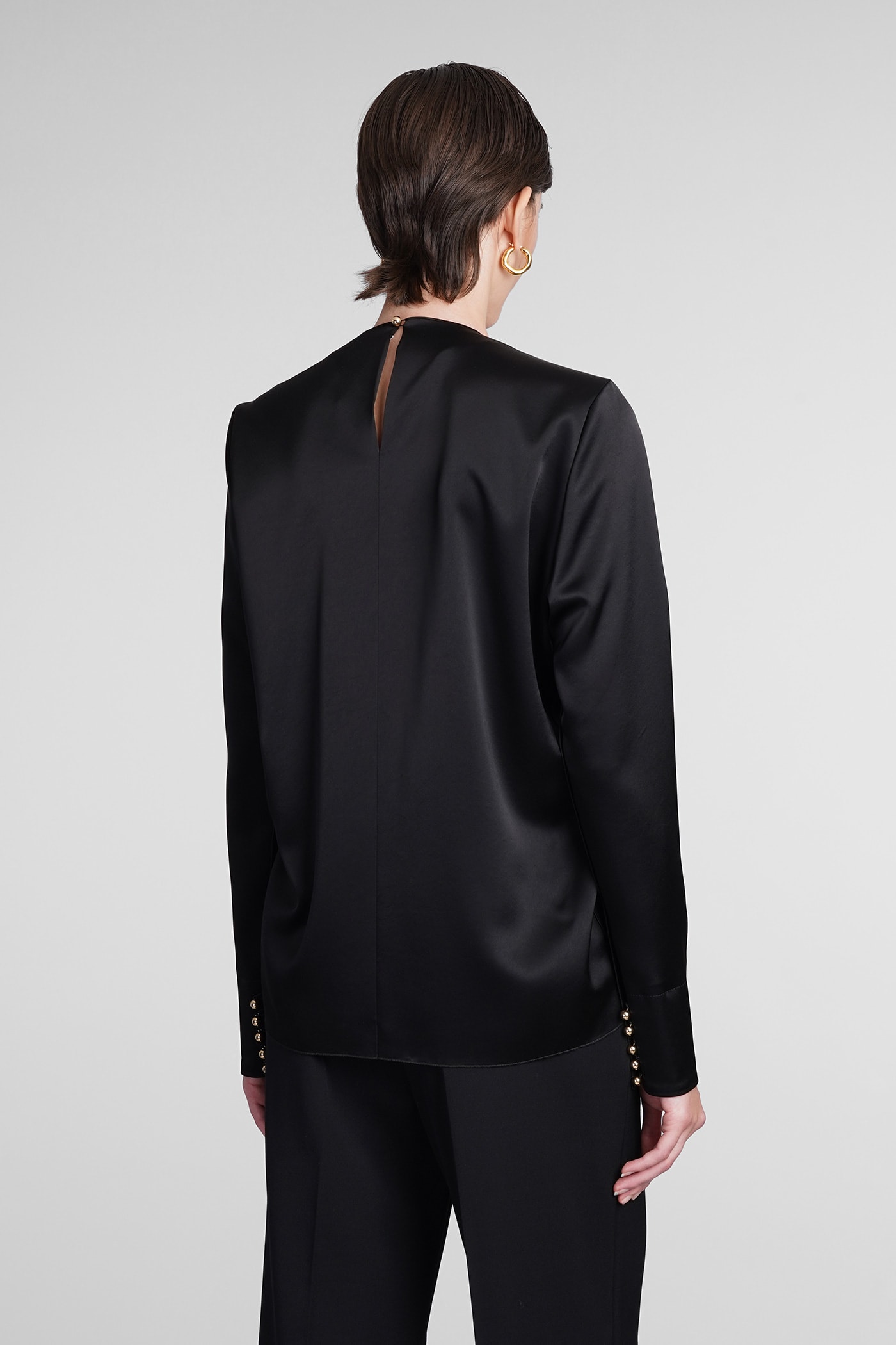 Lanvin Draped Long-sleeved Blouse In Black