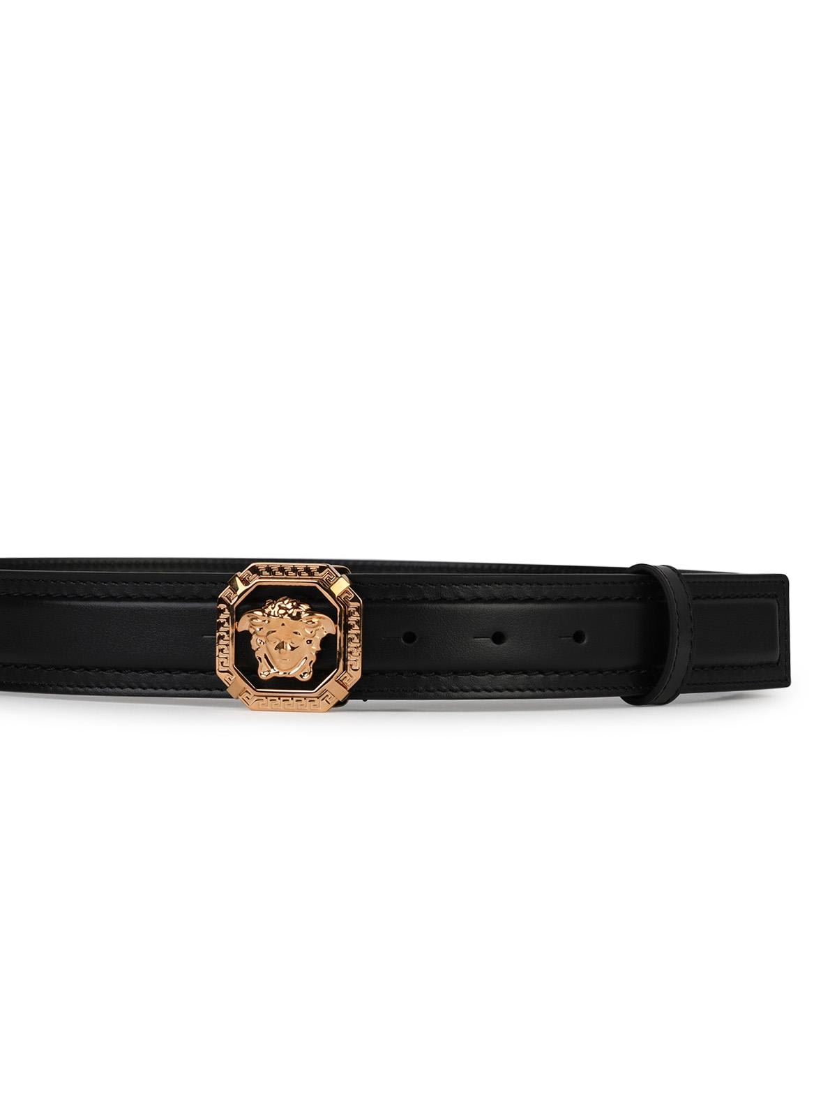 Shop Versace La Medusa Black Leather Belt