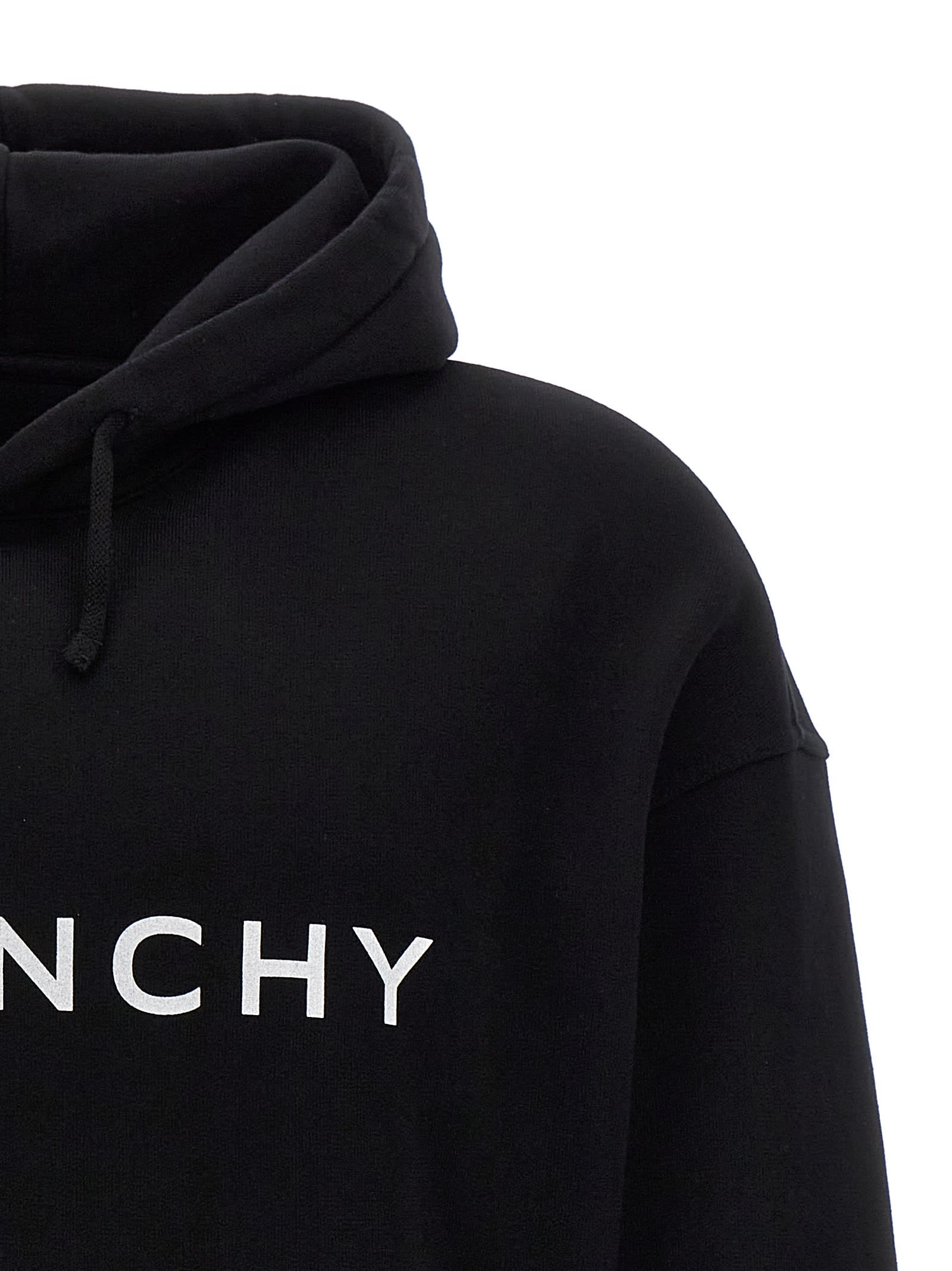 Shop Givenchy Logo Print Hoodie In Black