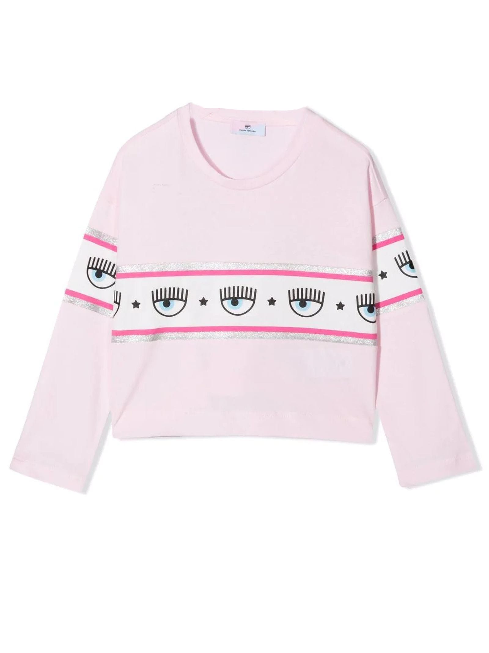 Chiara Ferragni Light Pink Cotton Logomania T-shirt
