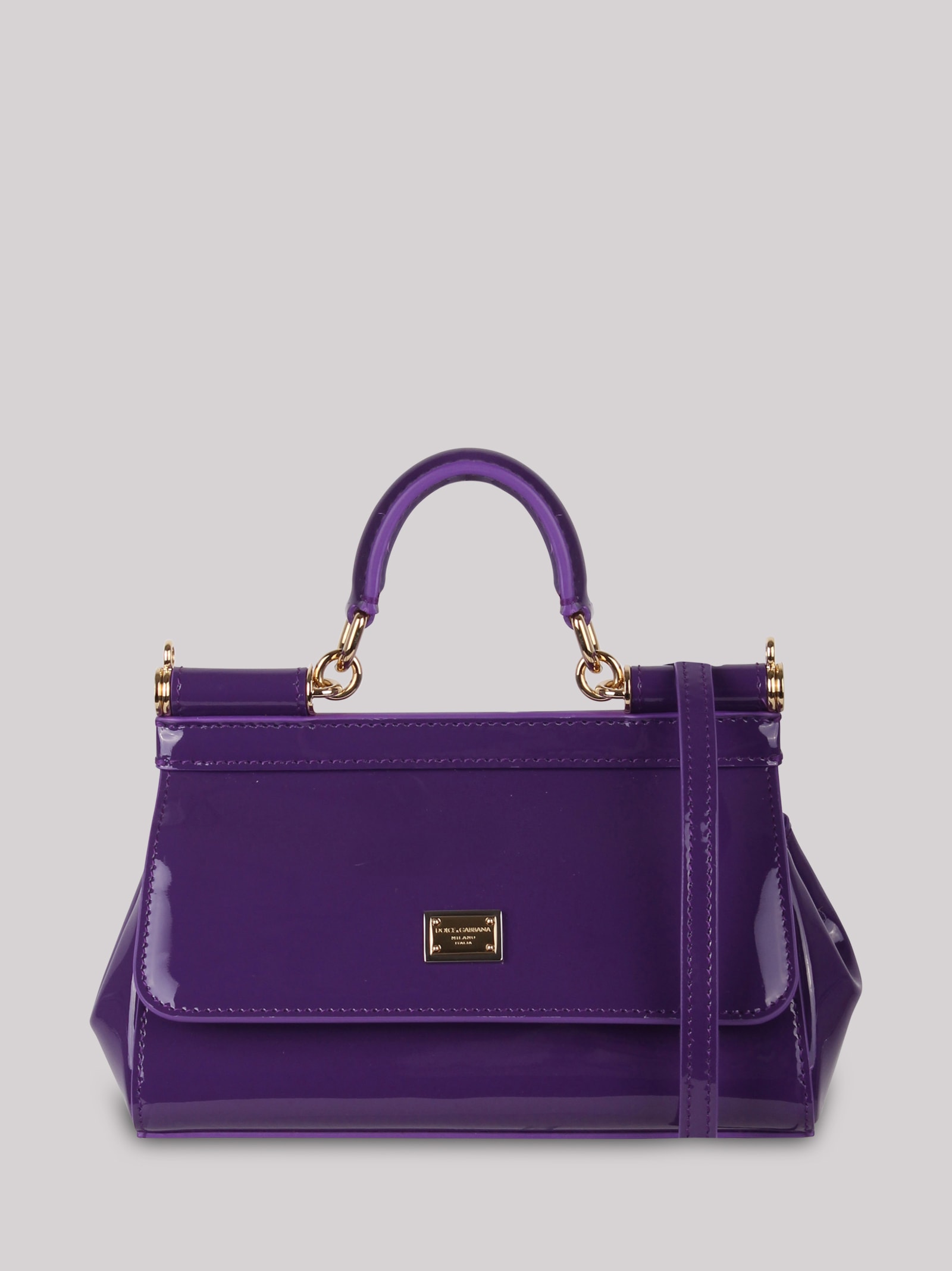 Shop Dolce & Gabbana Small Sicily Patent-leather Bag