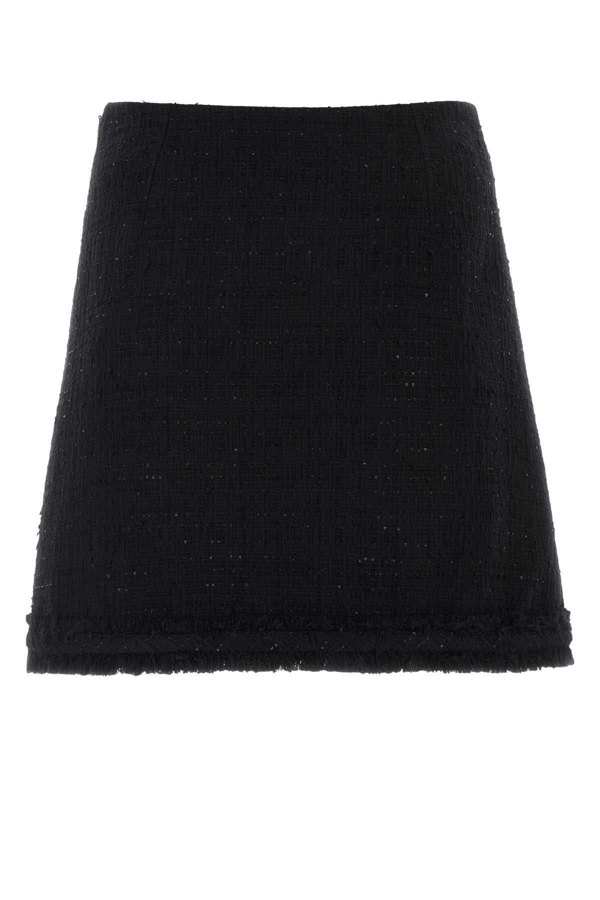 Shop Versace Black Tweed Mini Skirt