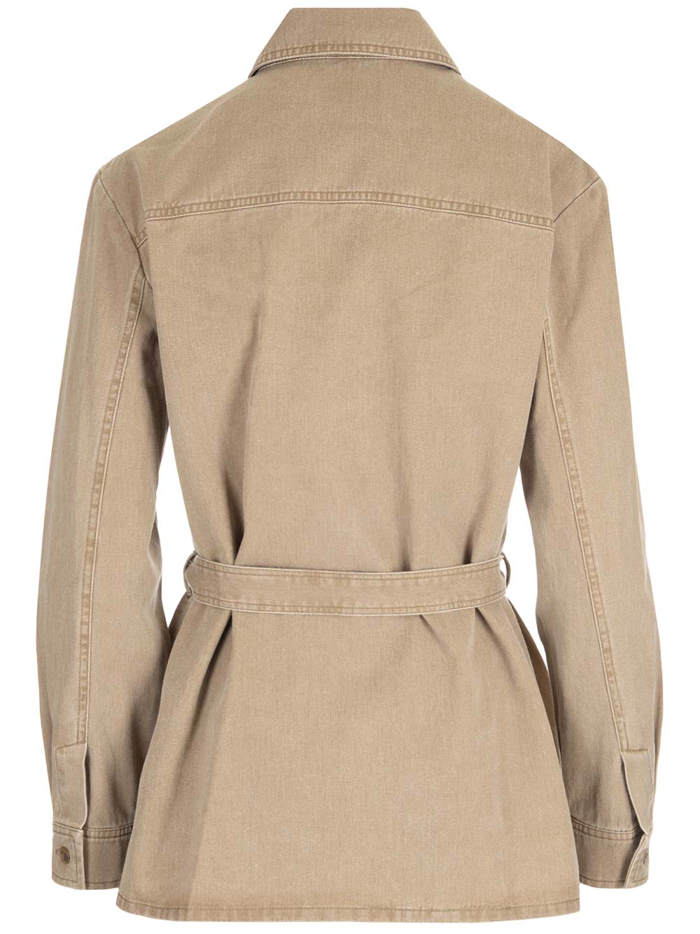 Apc Joann Belted Cotton Jacket In Beige