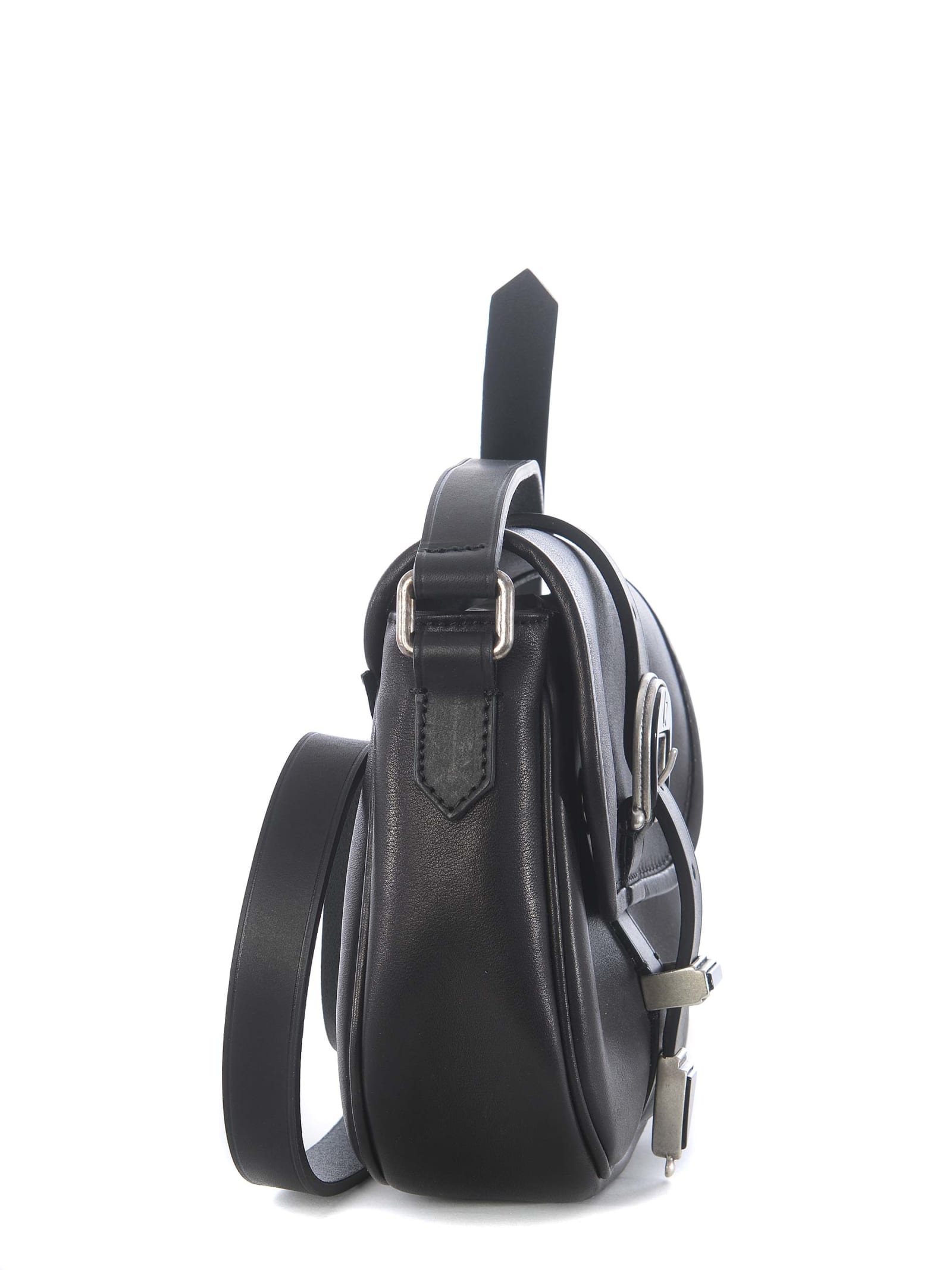 Shop Golden Goose Rodeo Small Leather Shoulder Strap In Nero