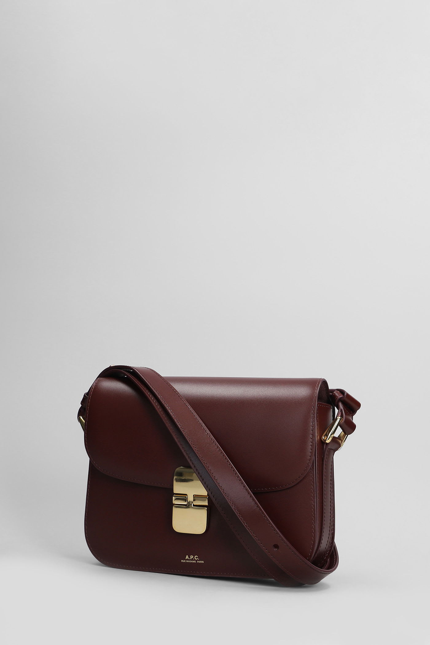 Apc Grace Small Shoulder Bag In Bordeaux Leather In Burgundy