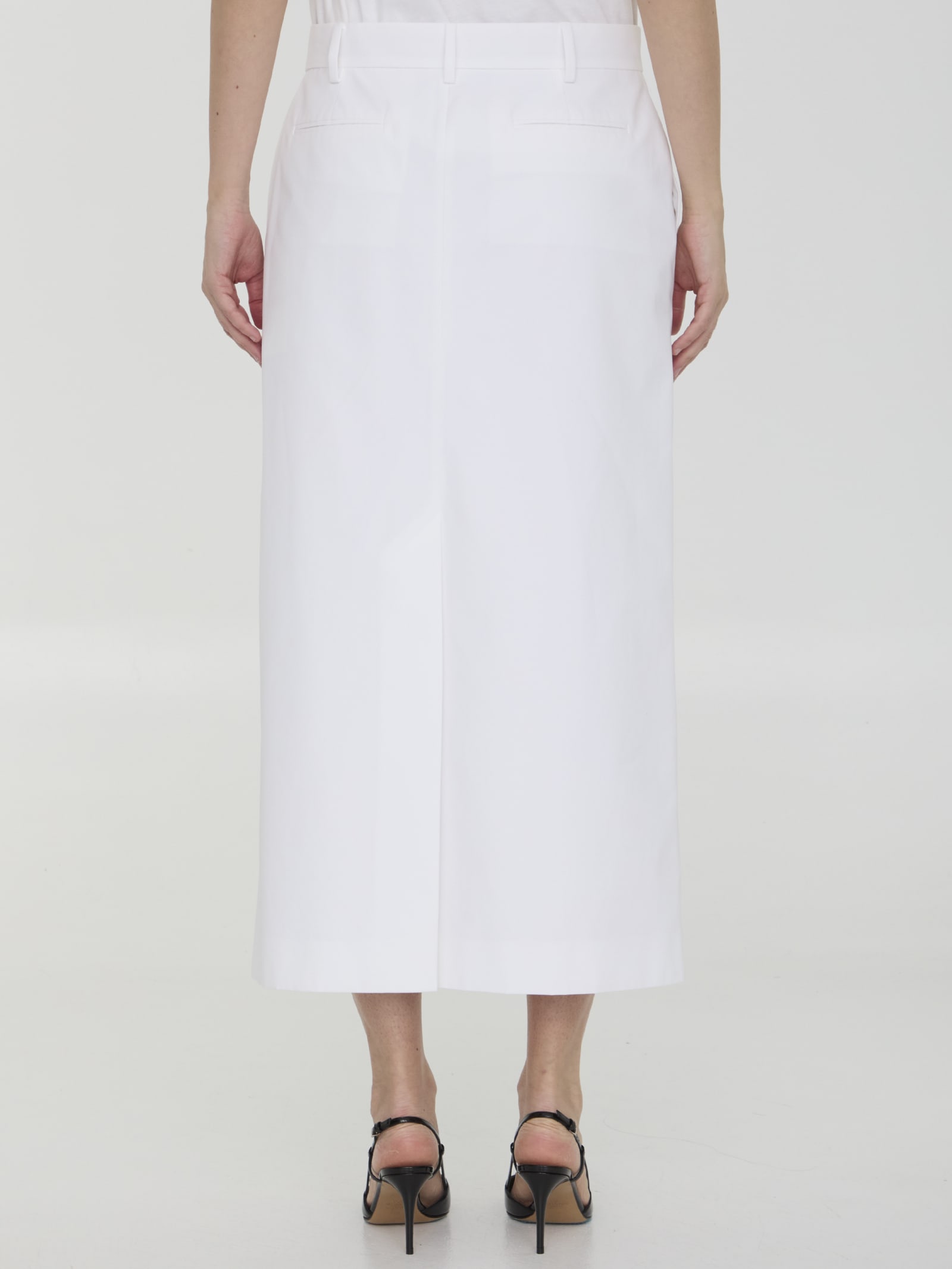 Shop Valentino Compact Popeline Skirt In White