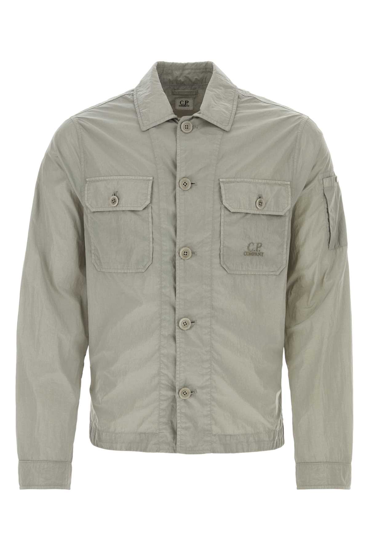 Shop C.p. Company Grey Nylon Shirt In Drizzle