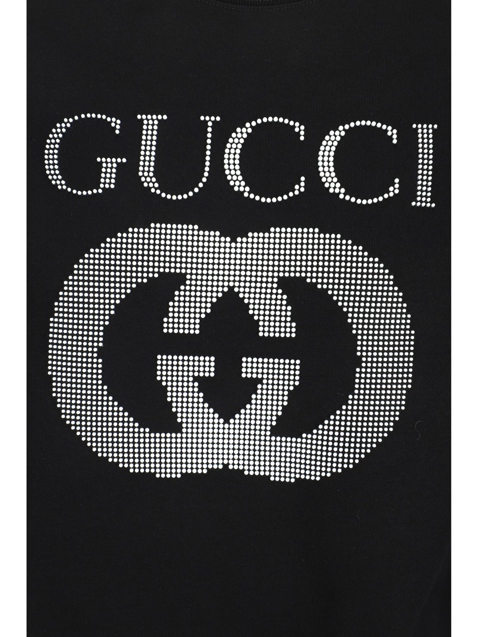 Gucci Black Crewneck Sweatshirt With Maxi Logo Print On The Front In Cotton Man In Blackmix