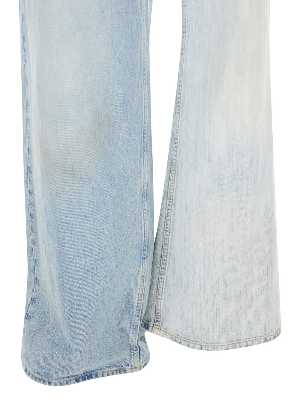 Shop Balenciaga Fifty-fifty Light Blue Jeans With Asymmetric Legs In Denim Women