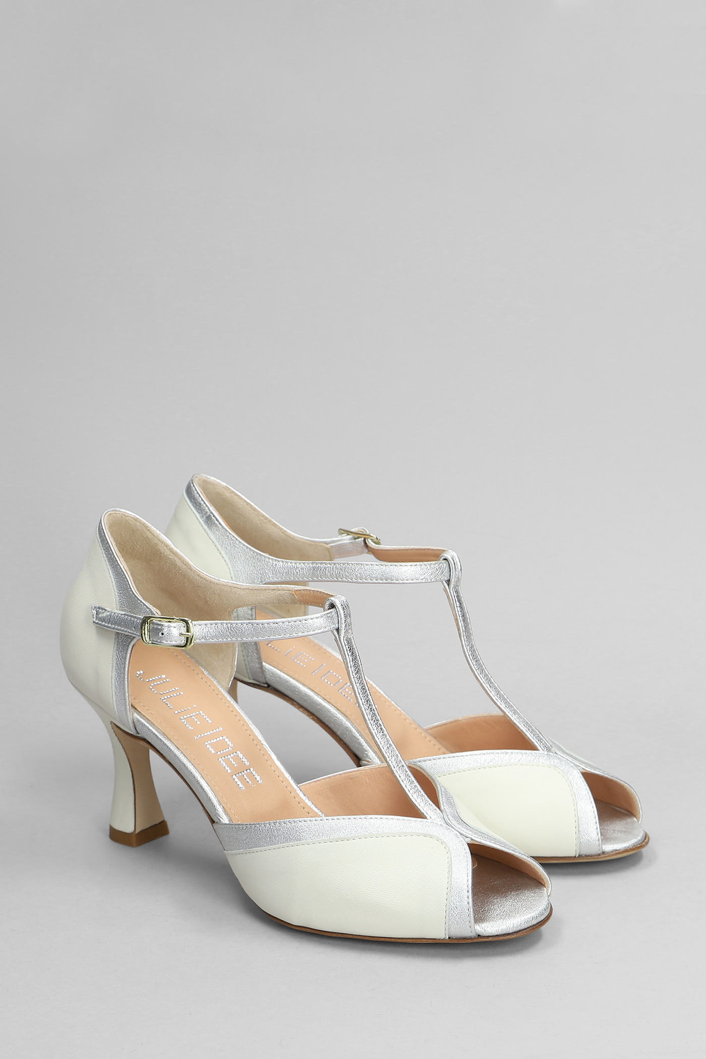 Julie Dee Sandals In White Leather In White