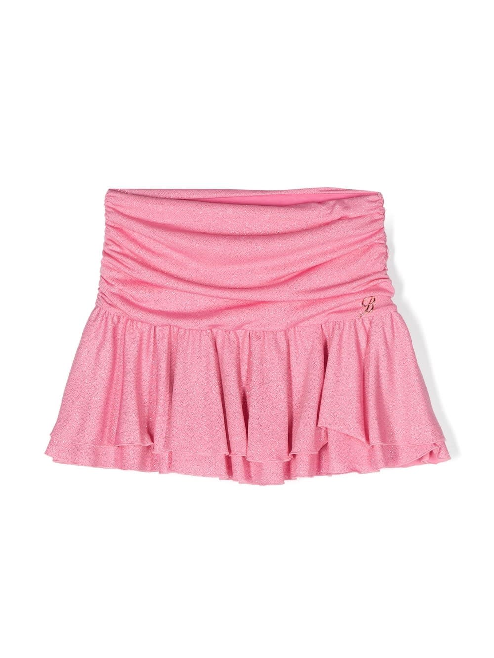 Shop Miss Blumarine Pink Glitter Draped Mini Skirt