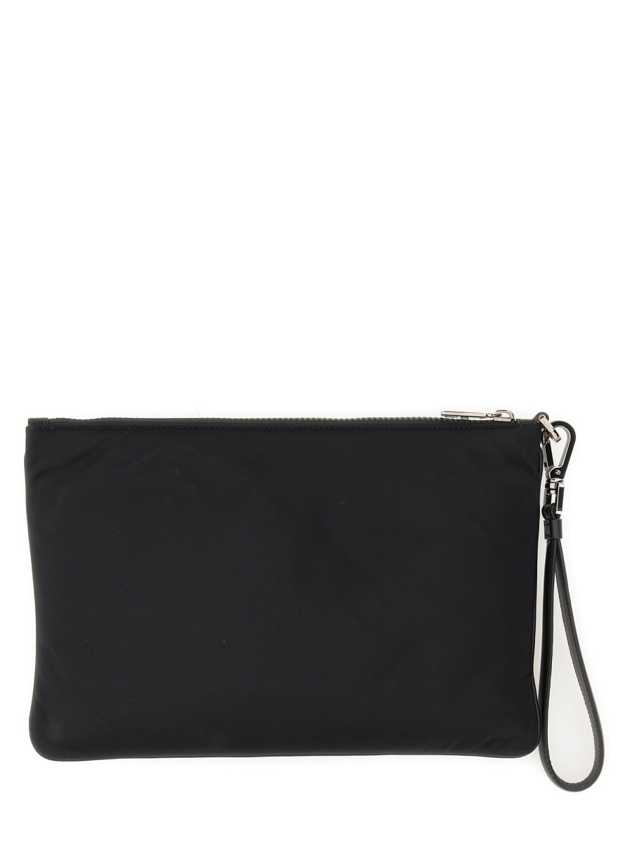 Shop Dolce & Gabbana Pouch With Rubberized Logo In Black