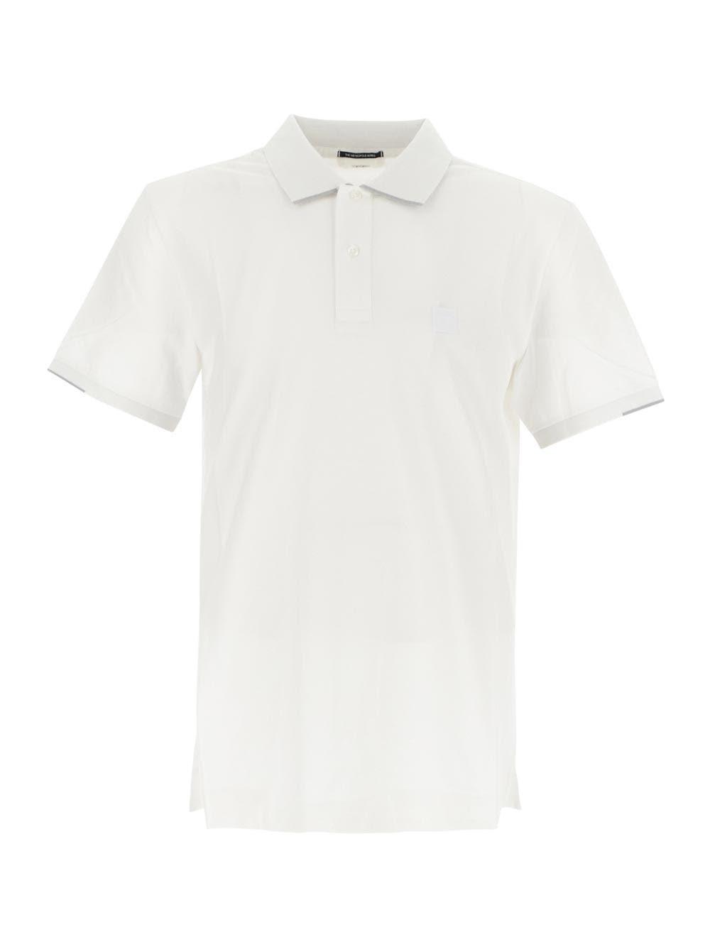 C.p. Company Rubber Logo Polo Shirt In White
