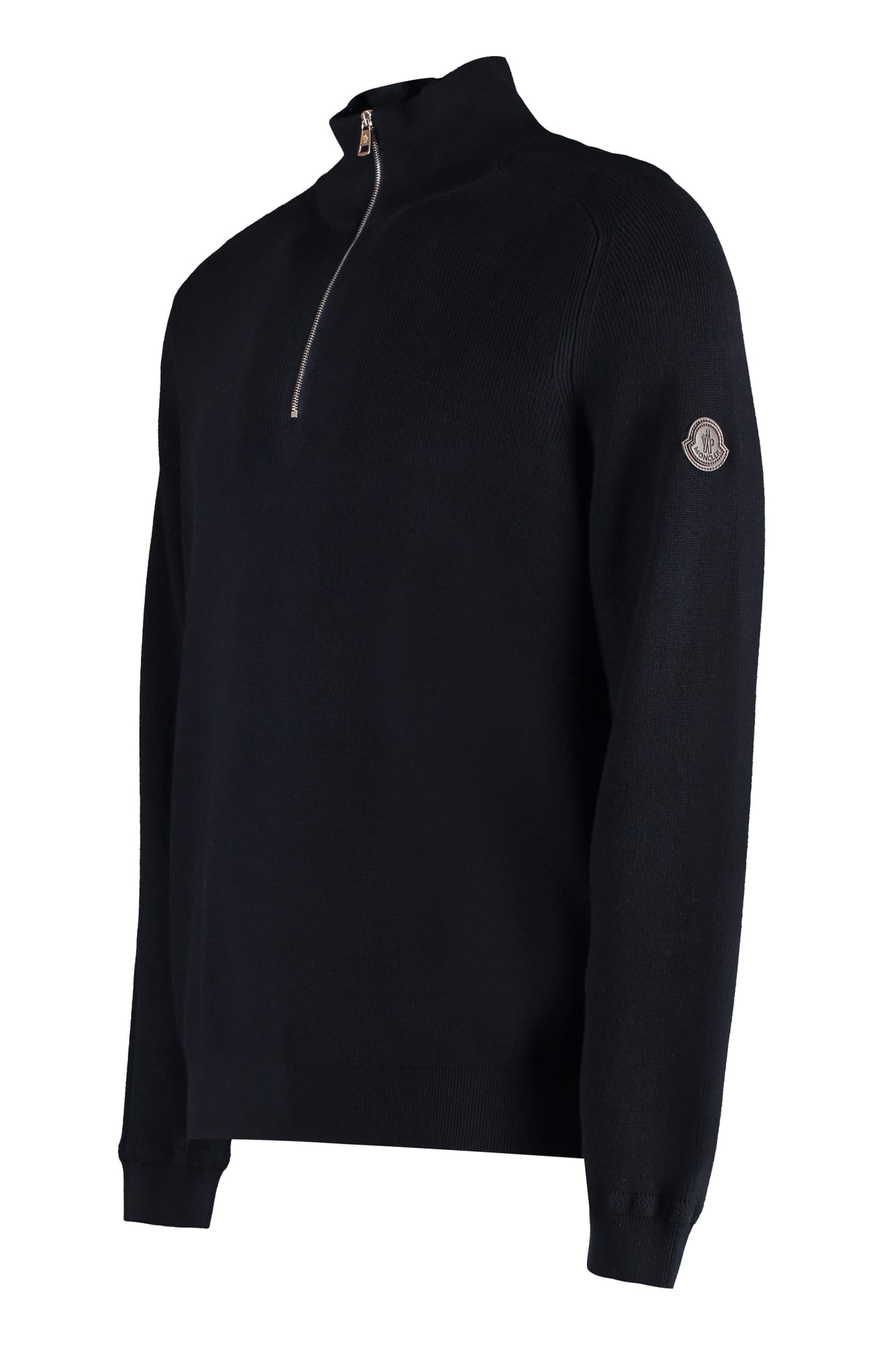 Shop Moncler Cotton Blend Sweater In Nero