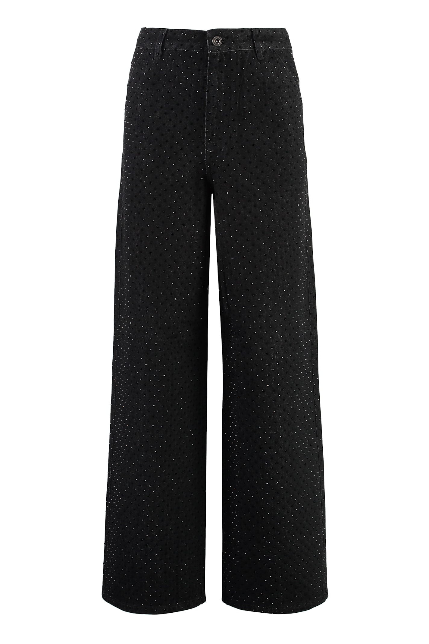 Shop Self-portrait Wide-leg Jeans In Black