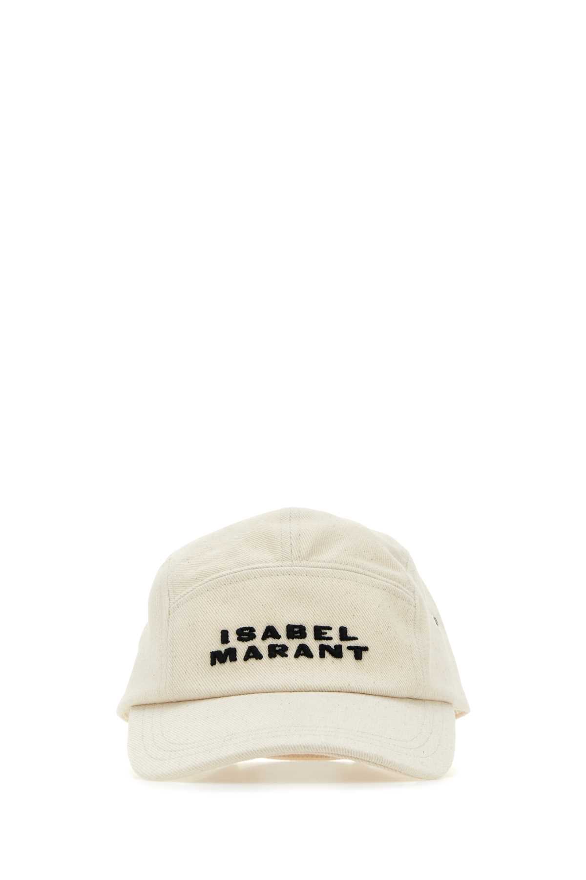 Shop Isabel Marant Malange Ivory Cotton Tedji Baseball Cap In Ecrublack