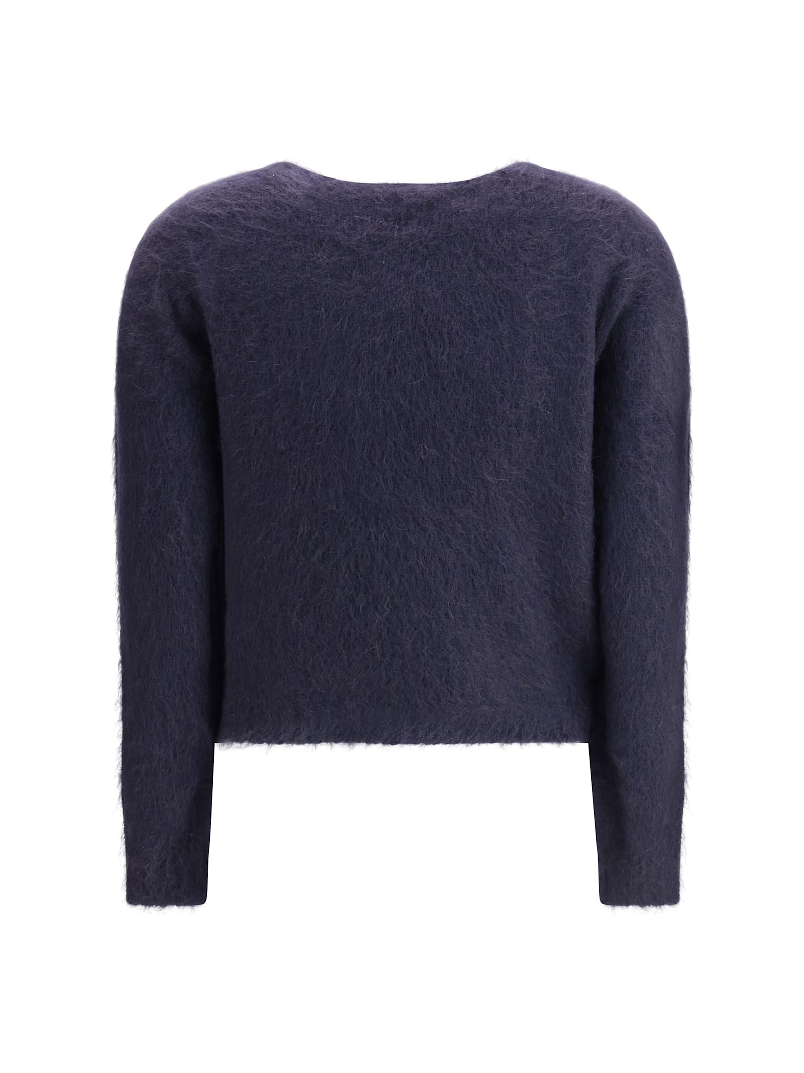 Max Mara Turtleneck Sweater In Brushed Mohair-blend Yarn In Black