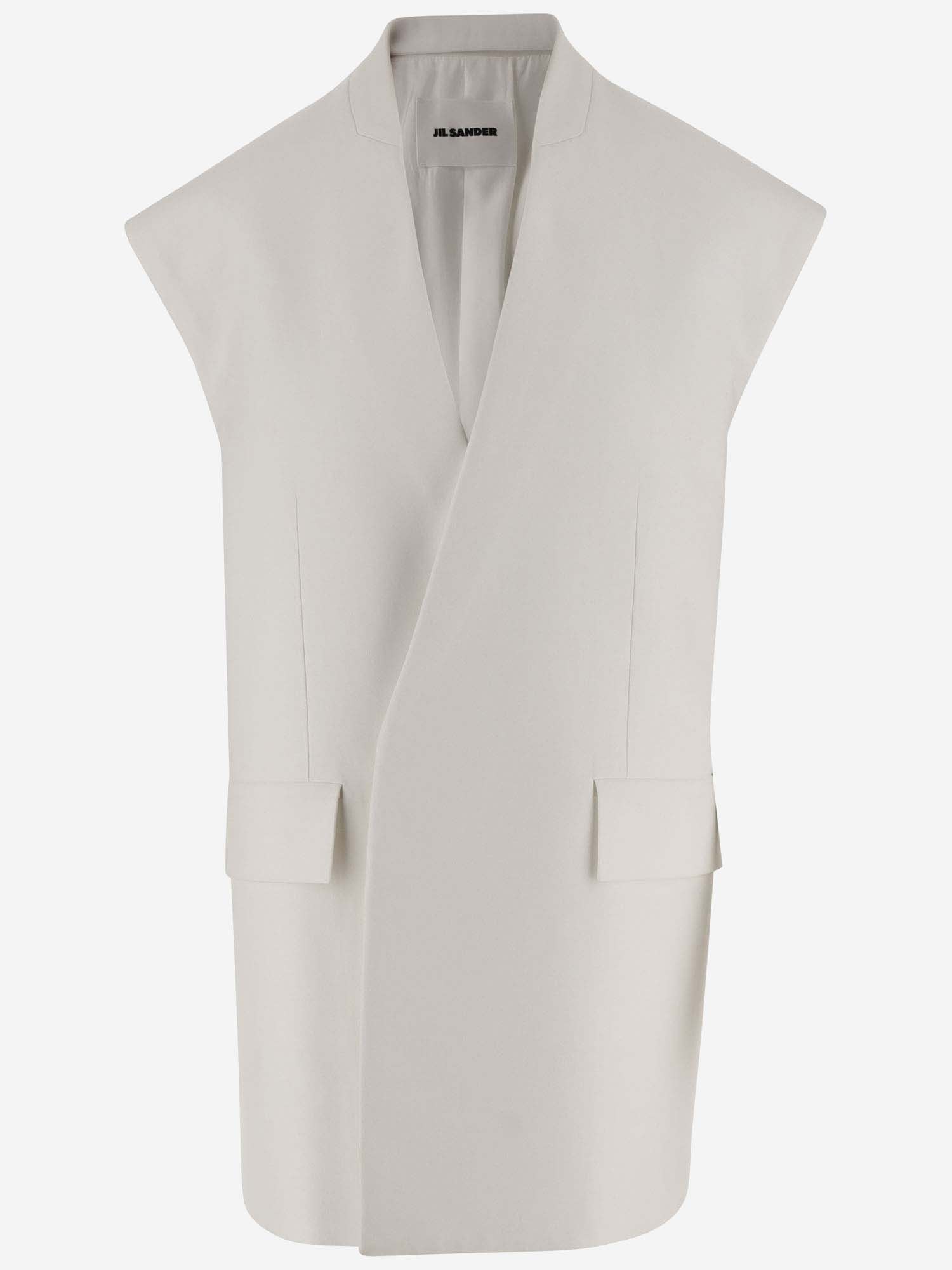 Jil Sander Cotton Blend Oversized Vest In White