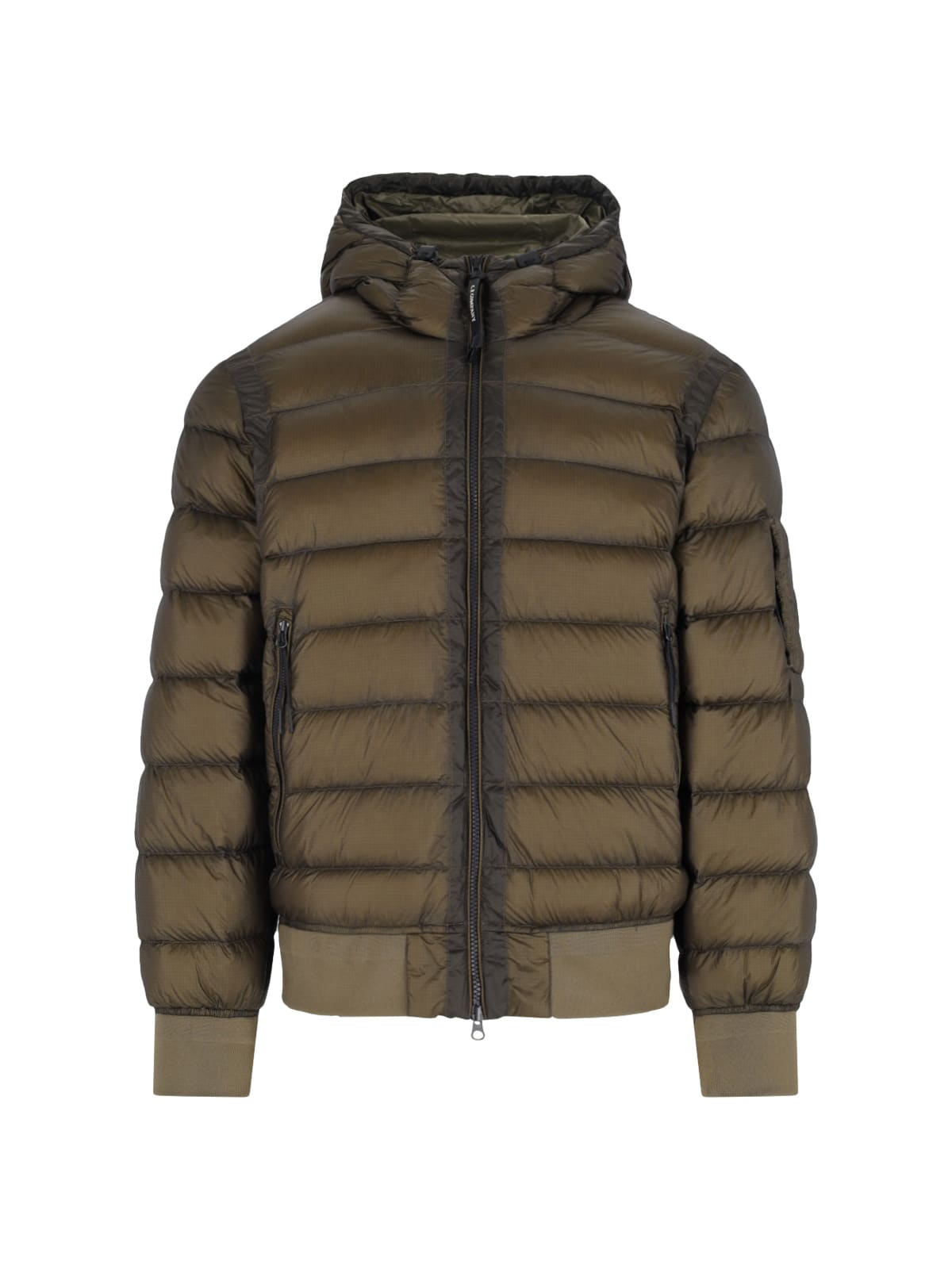 C.p. Company Logo Padded Down Jacket In Green