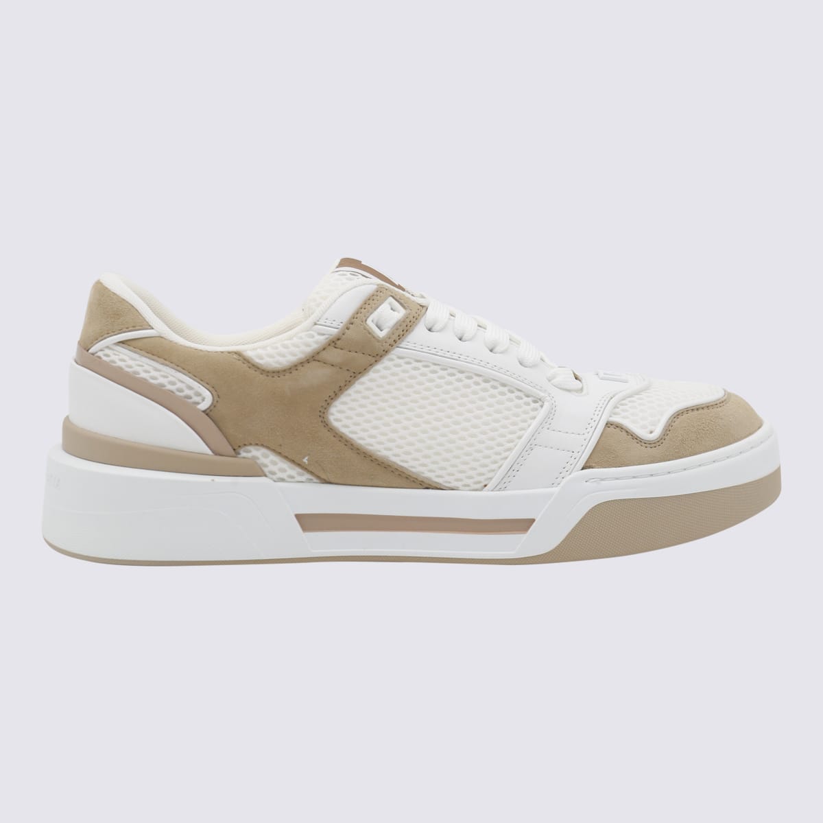 Shop Dolce & Gabbana White And Beige Sneakers In White/beige