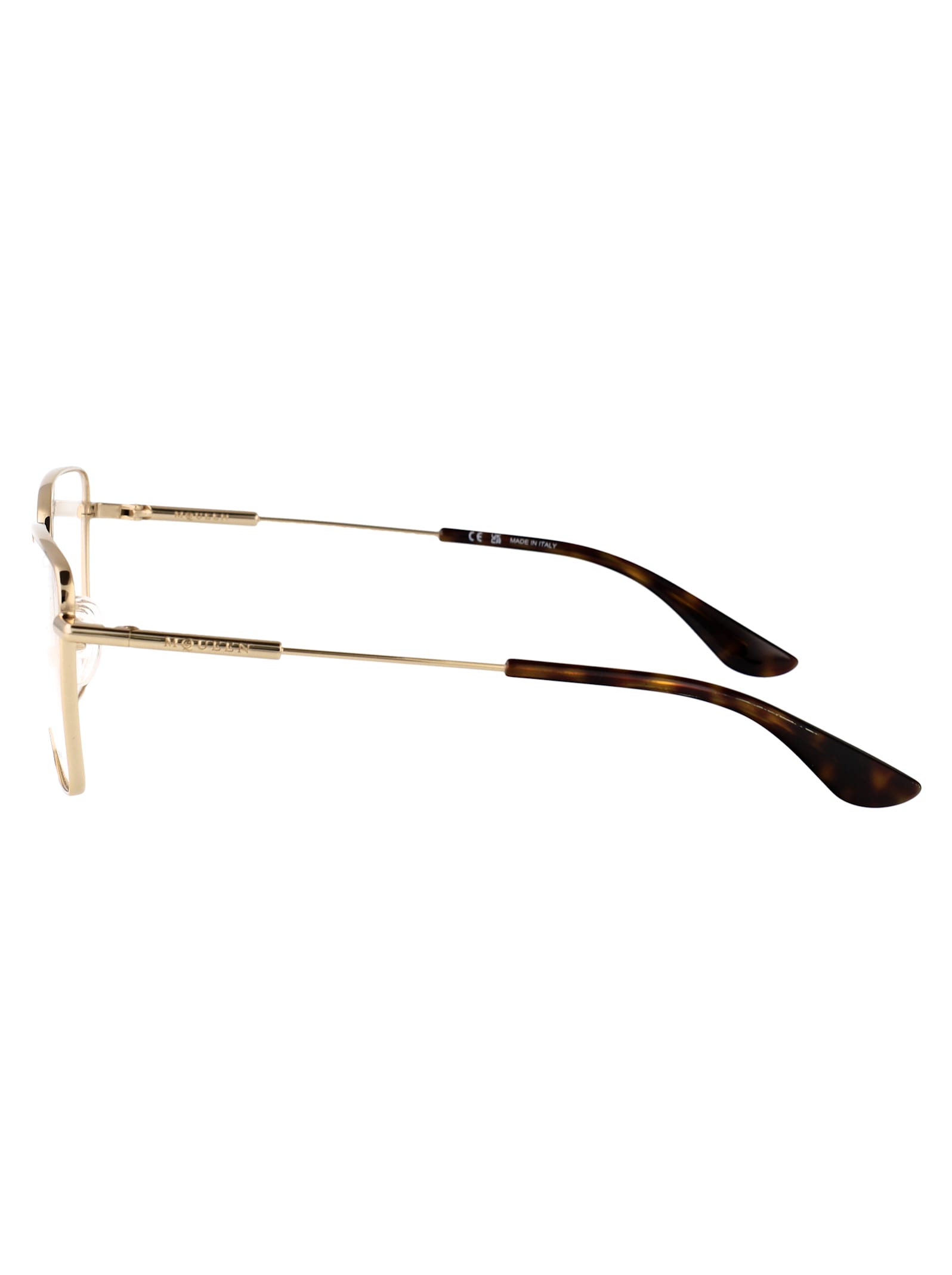 Alexander Mcqueen Gold-gold-transparent Metal Glasses In Neutral