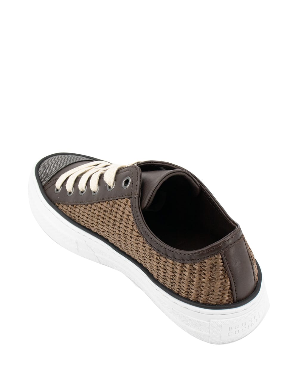 Brunello Cucinelli Luxe Woven Texture Sneakers In Ice
