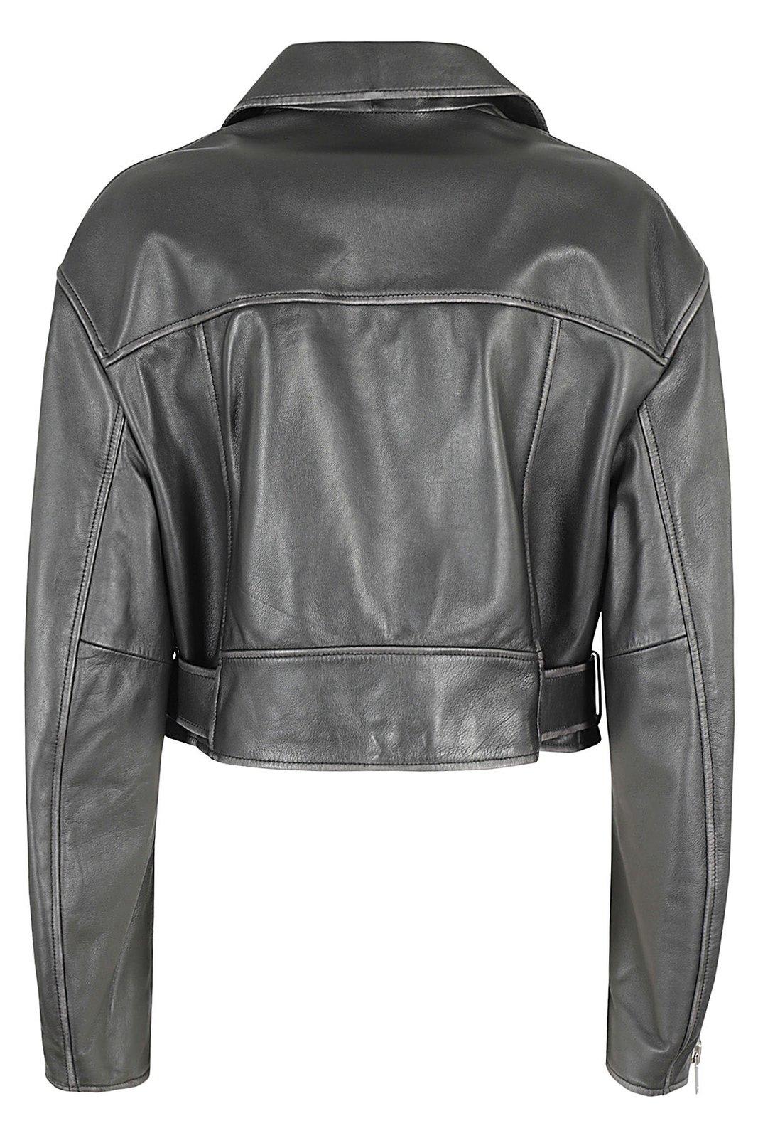 Shop Weekend Max Mara Zip Detailed Belted Jacket In Black