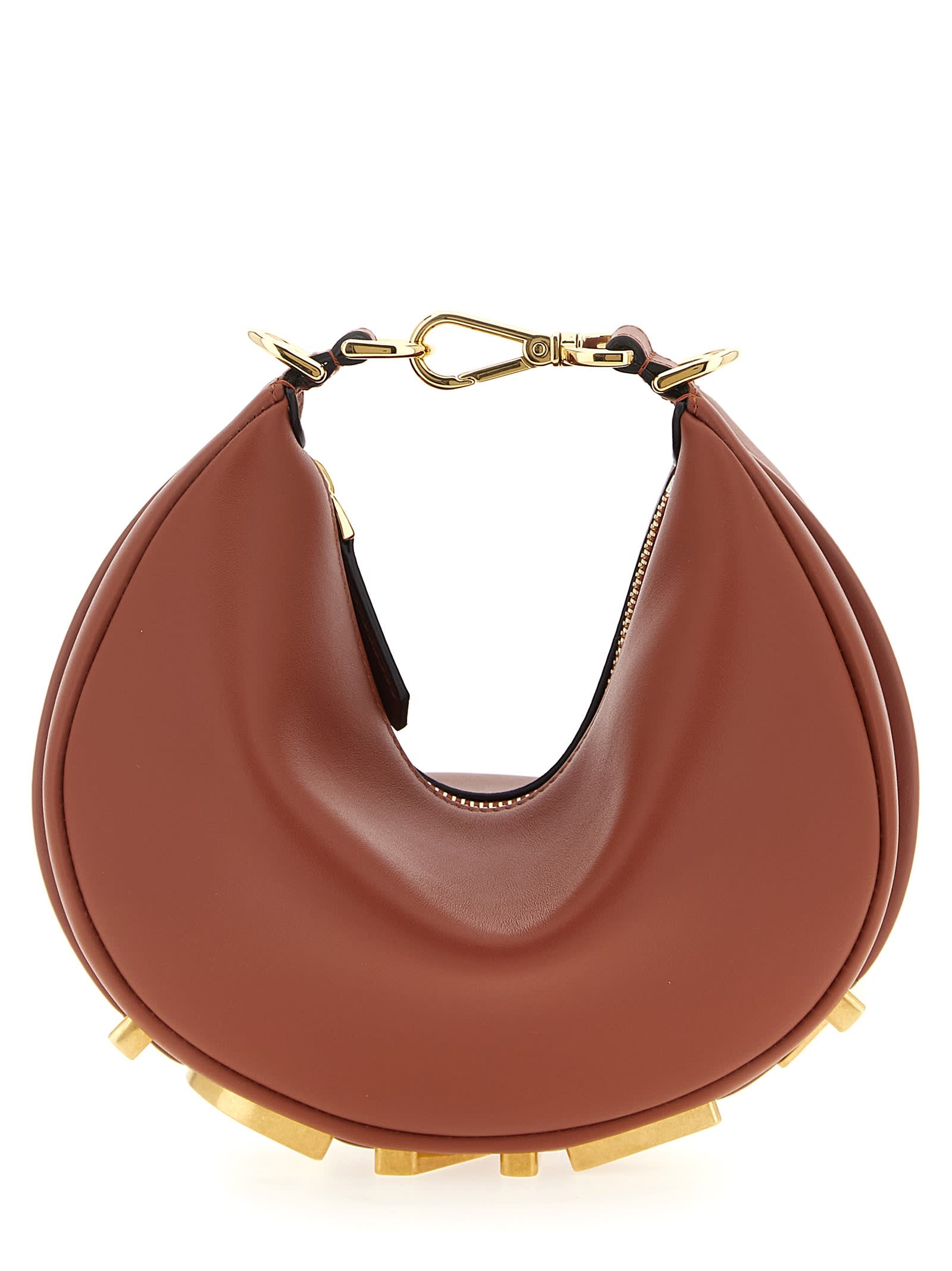 Fendi Mini Graphy Leather Shoulder Bag In Brown