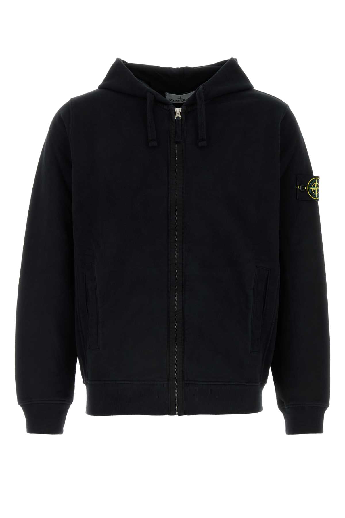 Shop Stone Island Black Cotton Sweatshirt