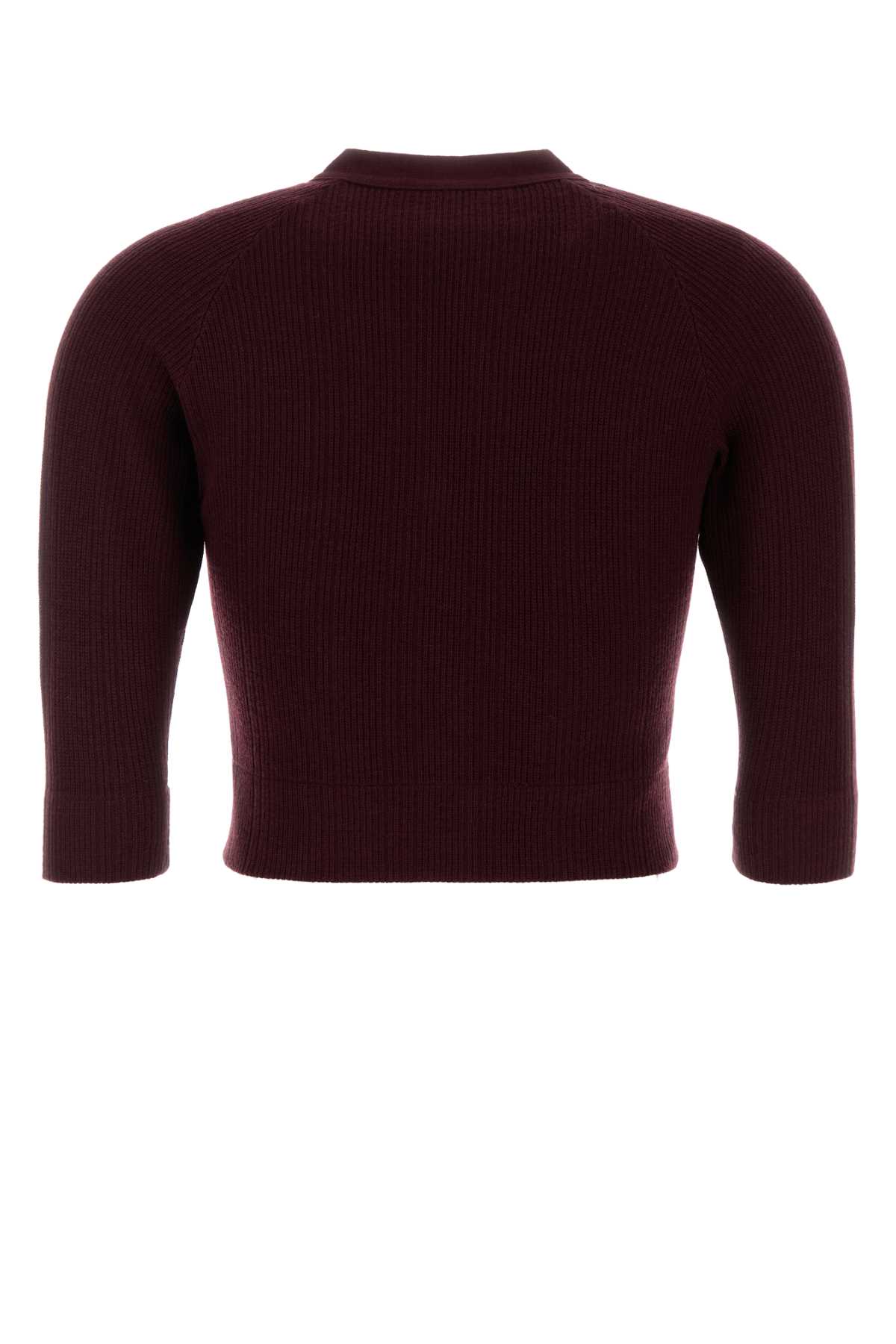 Chloé Grape Wool Cardigan In Burgundy