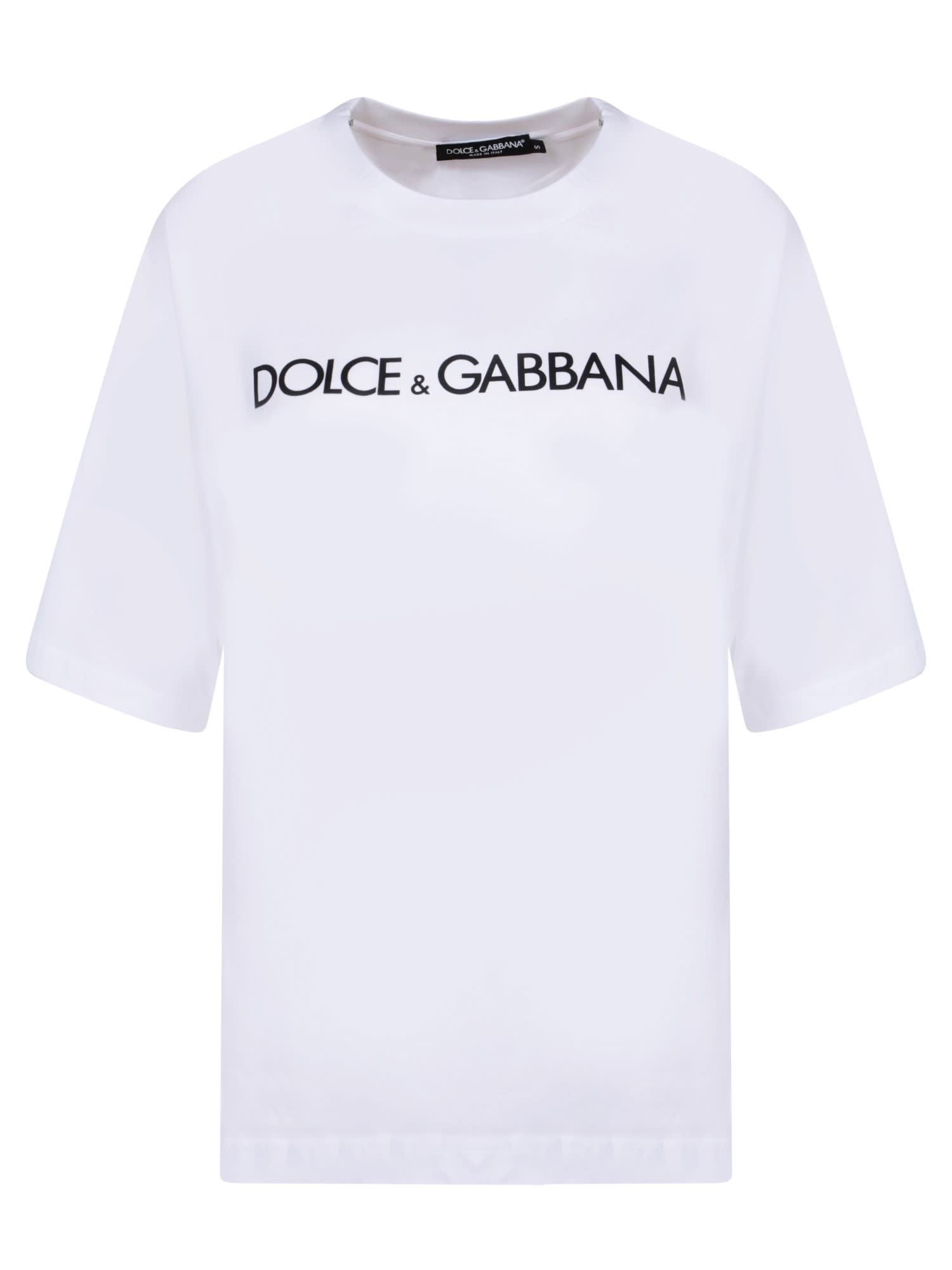 Shop Dolce & Gabbana Lettering Logo White T-shirt